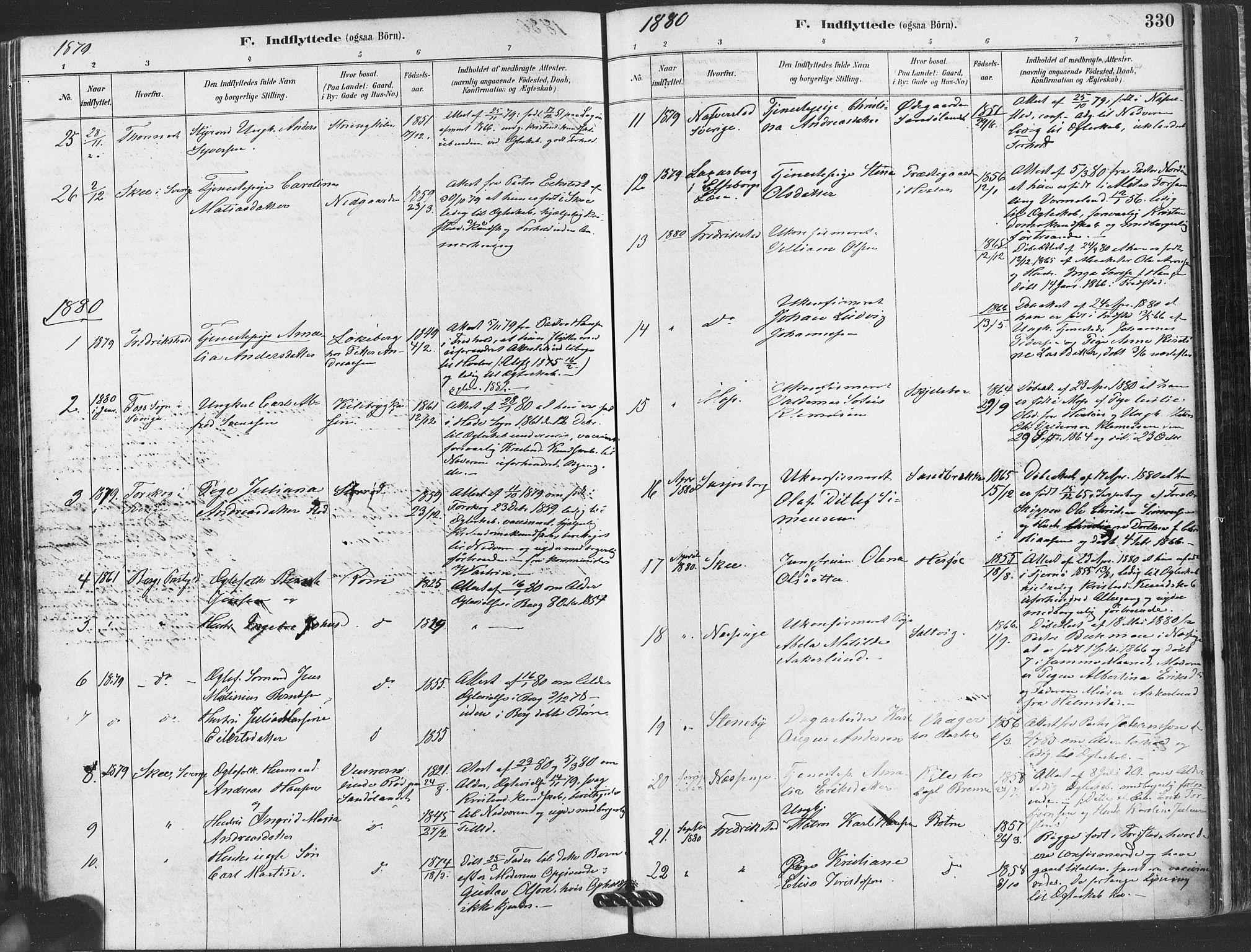 Hvaler prestekontor Kirkebøker, AV/SAO-A-2001/F/Fa/L0008: Parish register (official) no. I 8, 1878-1895, p. 330