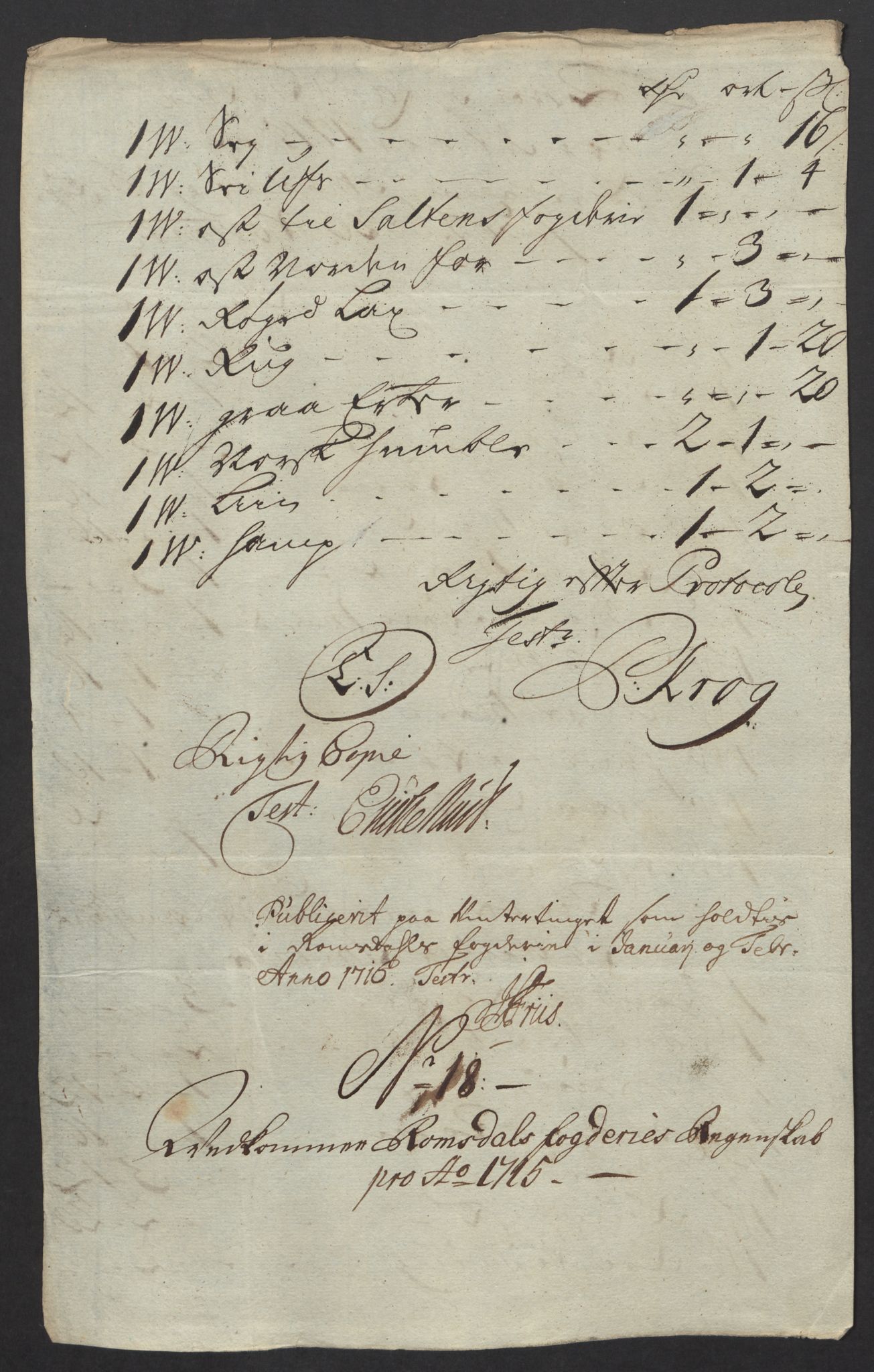 Rentekammeret inntil 1814, Reviderte regnskaper, Fogderegnskap, RA/EA-4092/R55/L3663: Fogderegnskap Romsdal, 1715-1716, p. 175