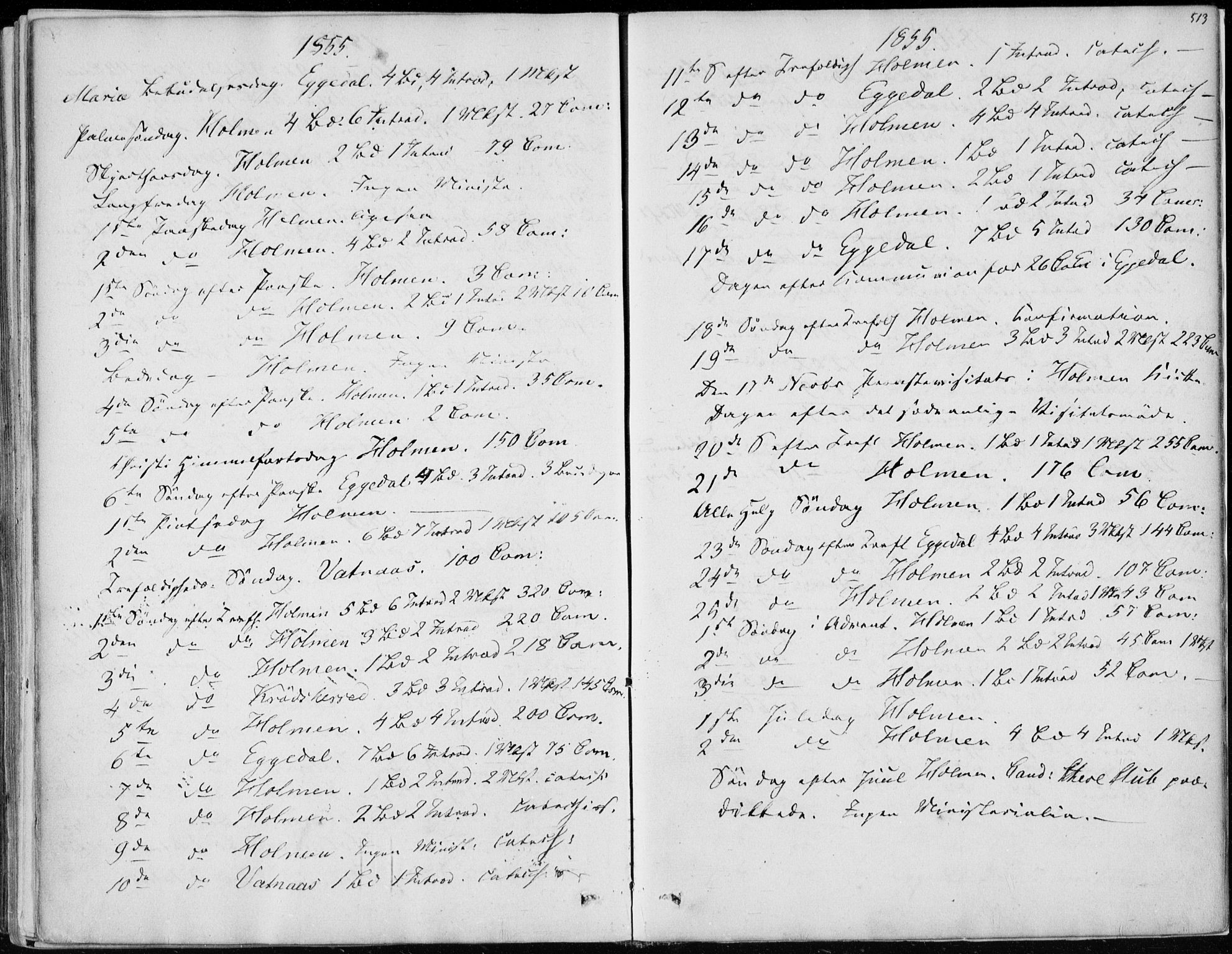 Sigdal kirkebøker, AV/SAKO-A-245/F/Fa/L0008: Parish register (official) no. I 8, 1850-1859, p. 513