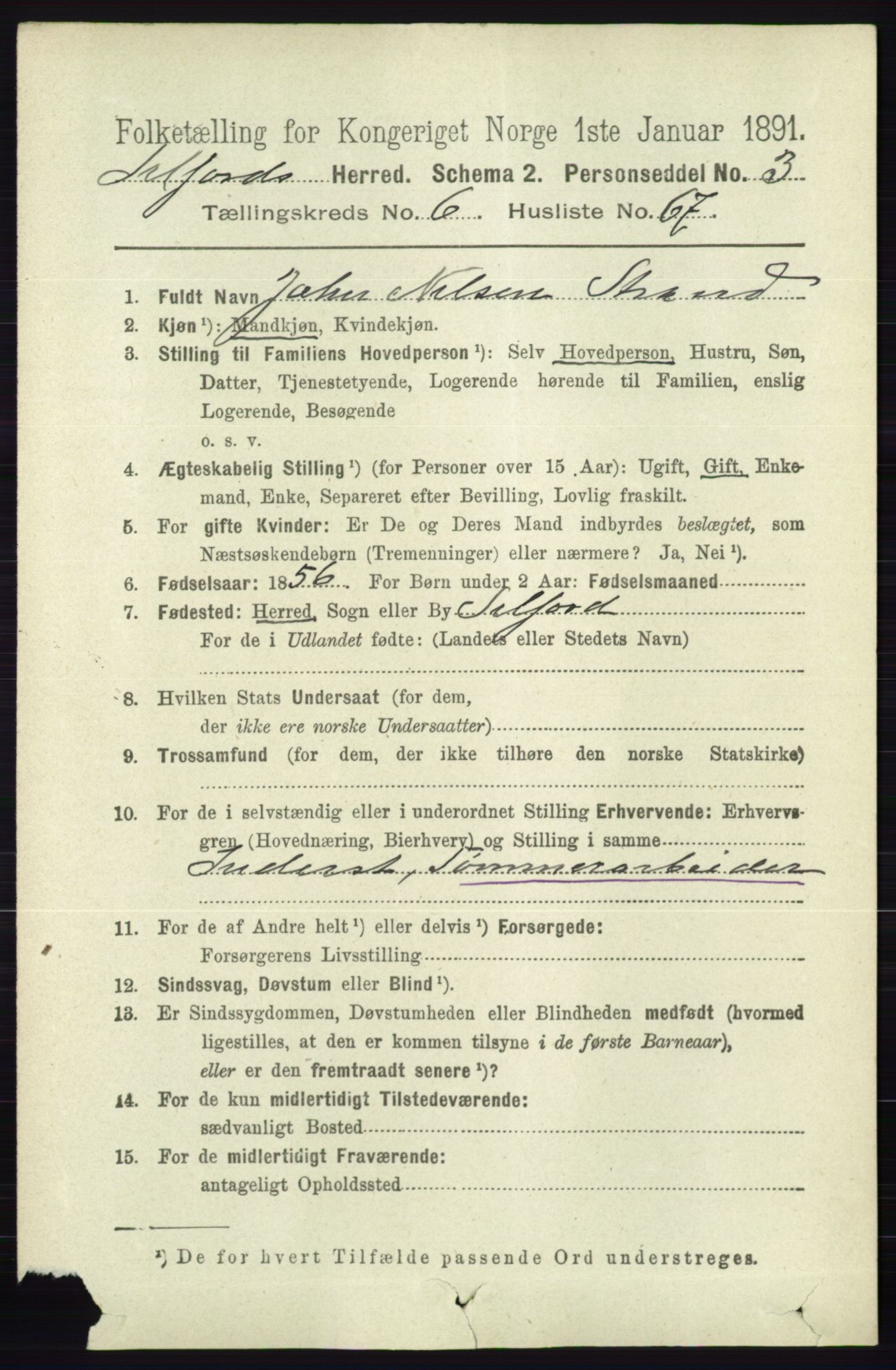 RA, 1891 census for 0828 Seljord, 1891, p. 2559