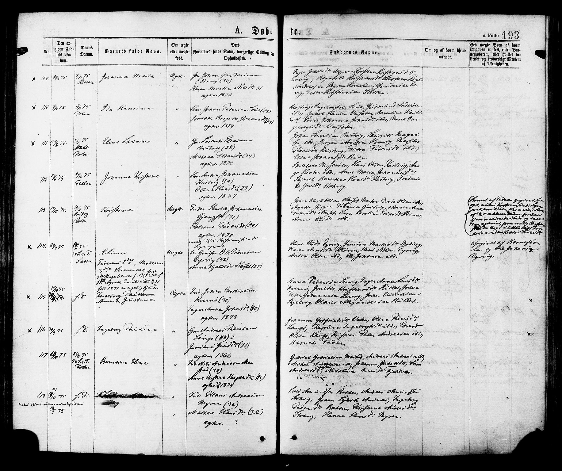 Ministerialprotokoller, klokkerbøker og fødselsregistre - Sør-Trøndelag, AV/SAT-A-1456/634/L0532: Parish register (official) no. 634A08, 1871-1881, p. 193