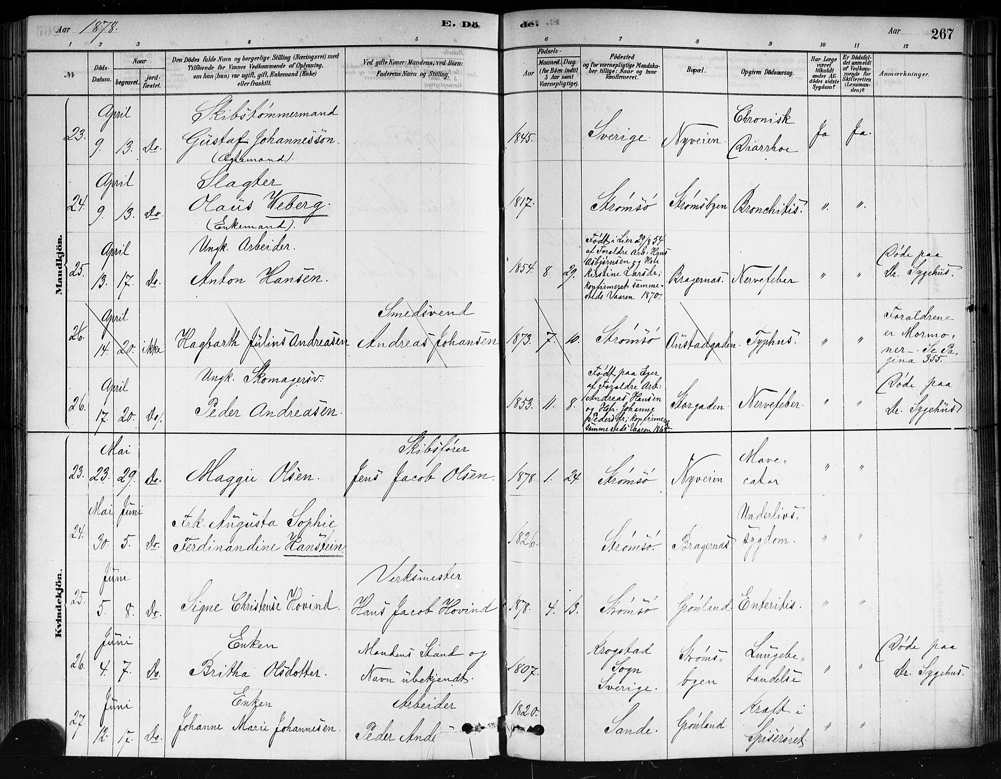 Strømsø kirkebøker, AV/SAKO-A-246/F/Fa/L0021: Parish register (official) no. I 21, 1878-1885, p. 267