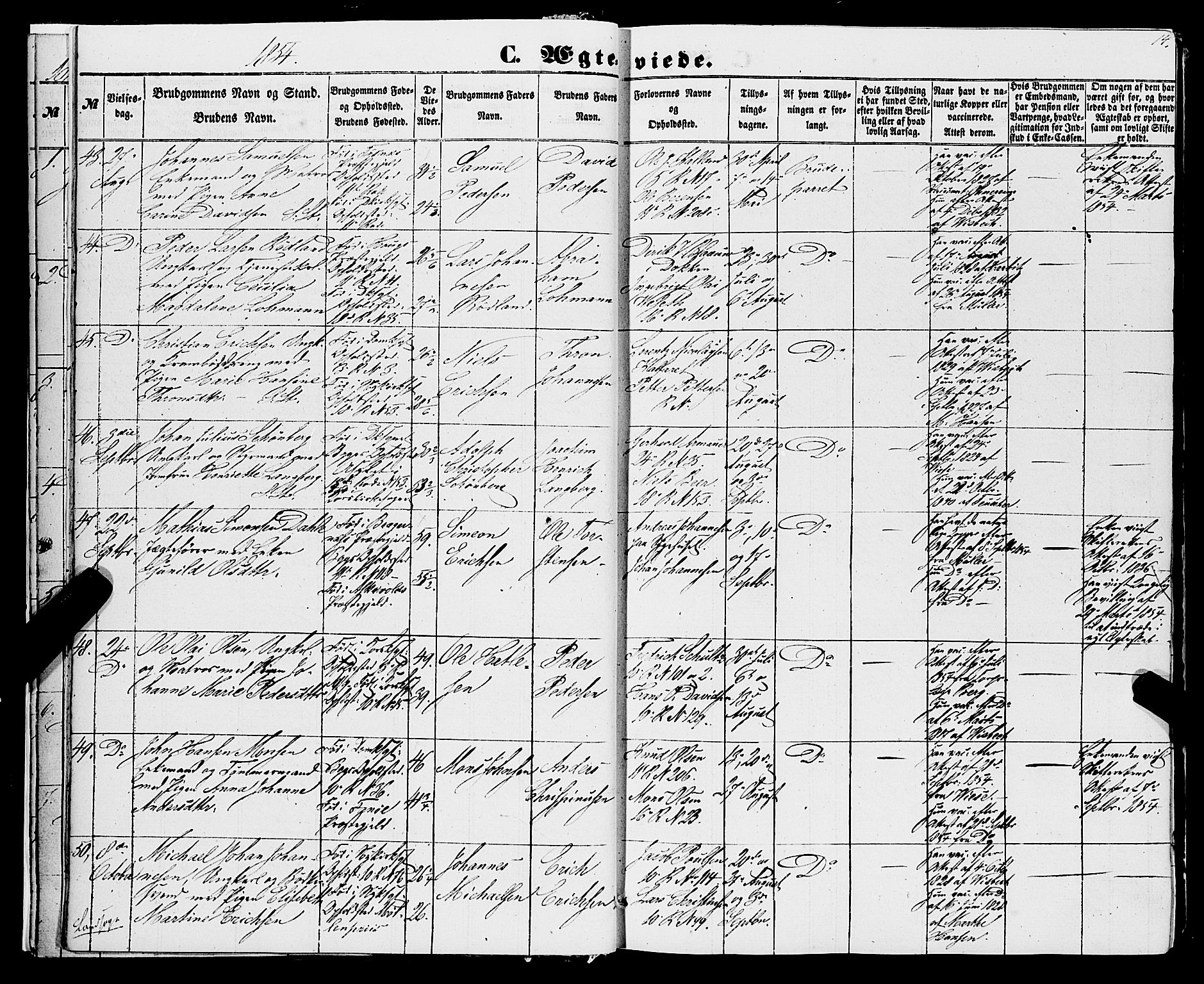 Domkirken sokneprestembete, AV/SAB-A-74801/H/Haa/L0034: Parish register (official) no. D 2, 1853-1874, p. 14