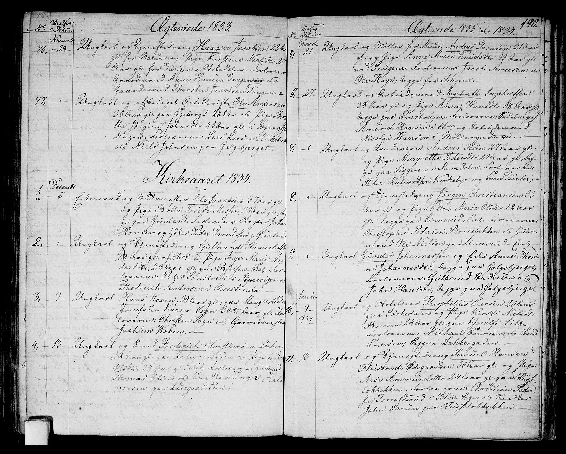 Aker prestekontor kirkebøker, AV/SAO-A-10861/G/L0006: Parish register (copy) no. 6, 1830-1838, p. 190