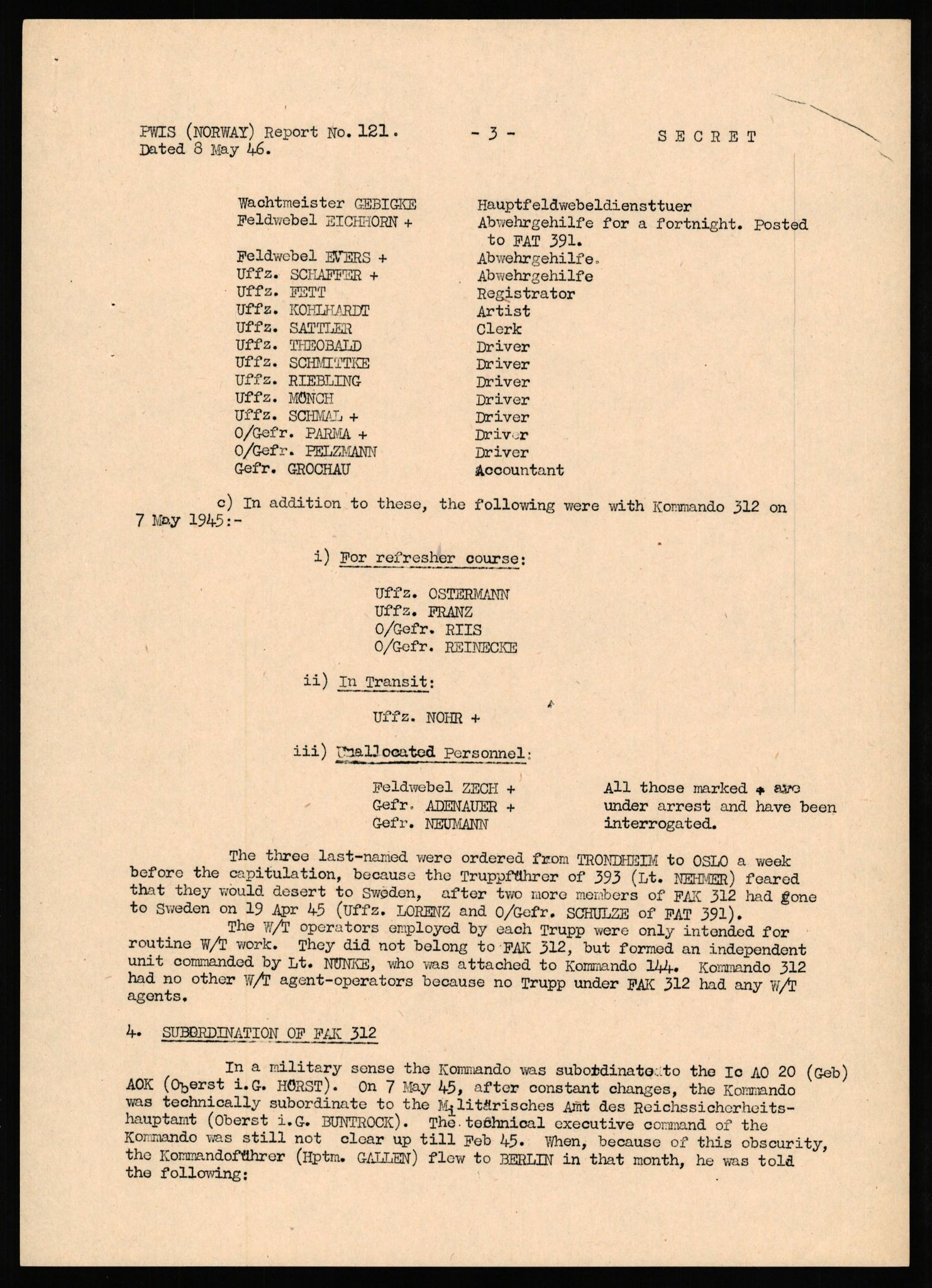 Forsvaret, Forsvarets overkommando II, AV/RA-RAFA-3915/D/Db/L0037: CI Questionaires. Tyske okkupasjonsstyrker i Norge. Tyskere., 1945-1946, p. 22