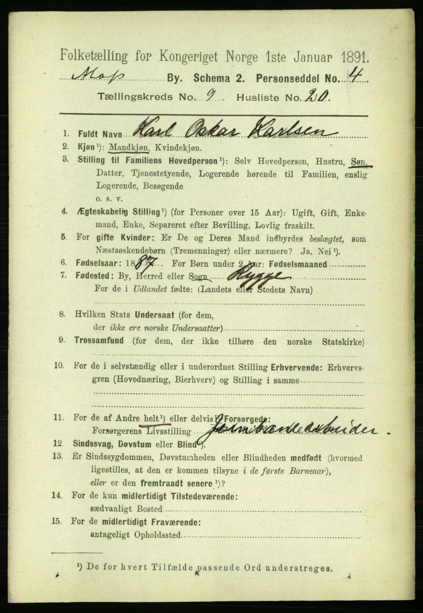 RA, 1891 census for 0104 Moss, 1891, p. 5463