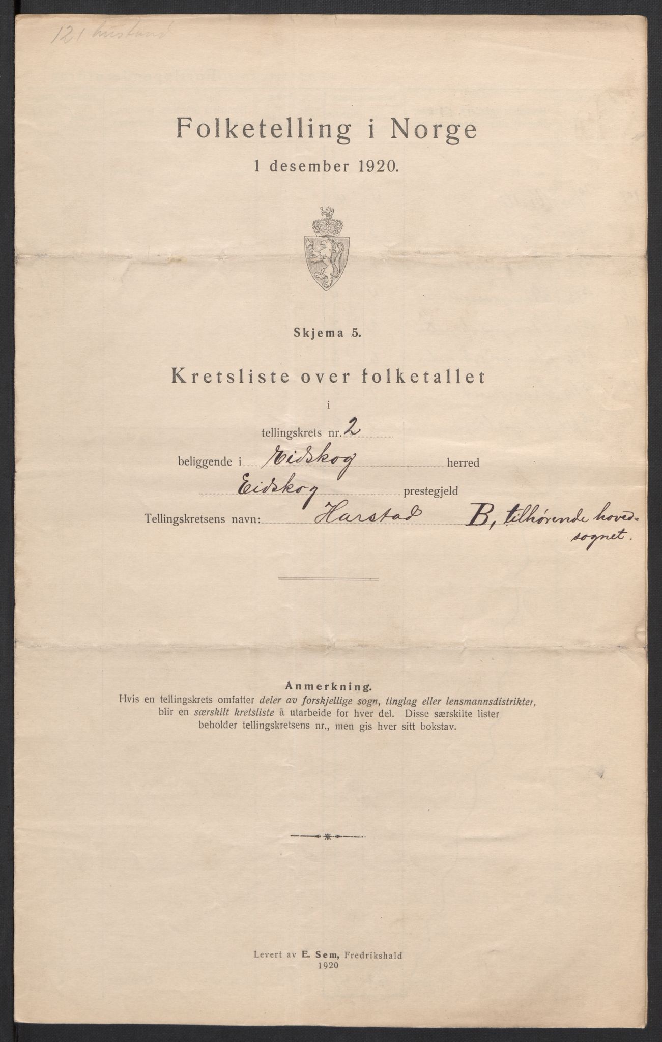 SAH, 1920 census for Eidskog, 1920, p. 16