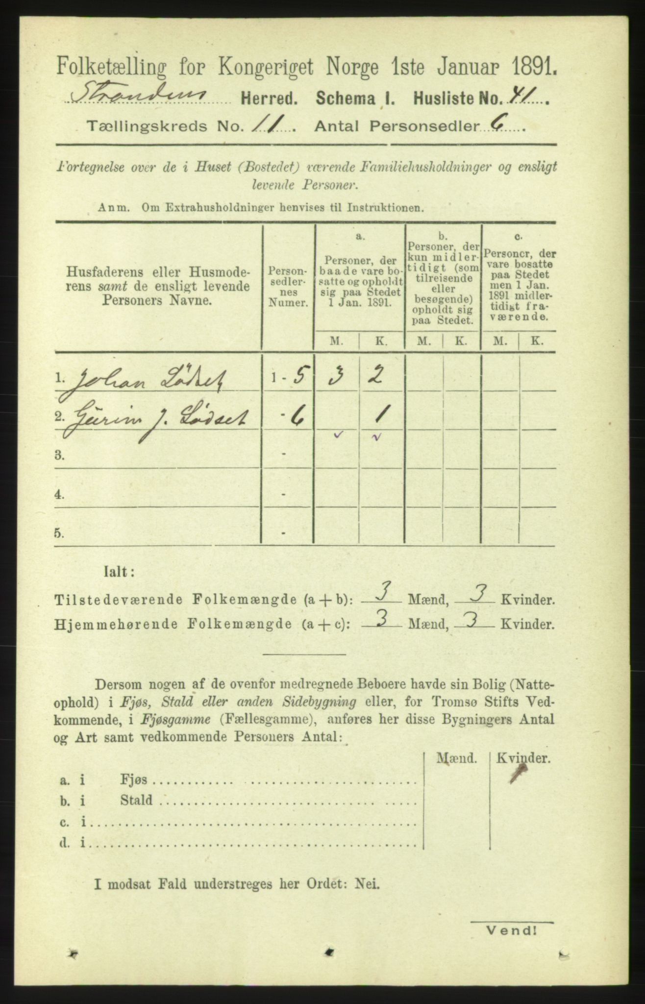 RA, 1891 census for 1525 Stranda, 1891, p. 2462