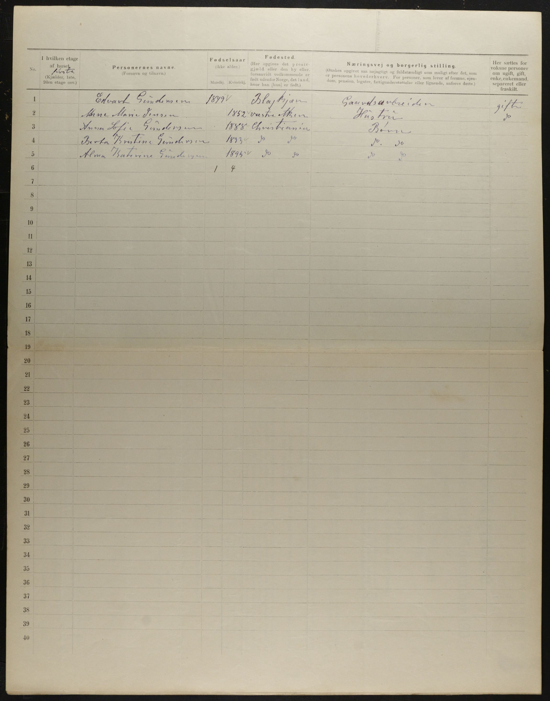 OBA, Municipal Census 1901 for Kristiania, 1901, p. 4286