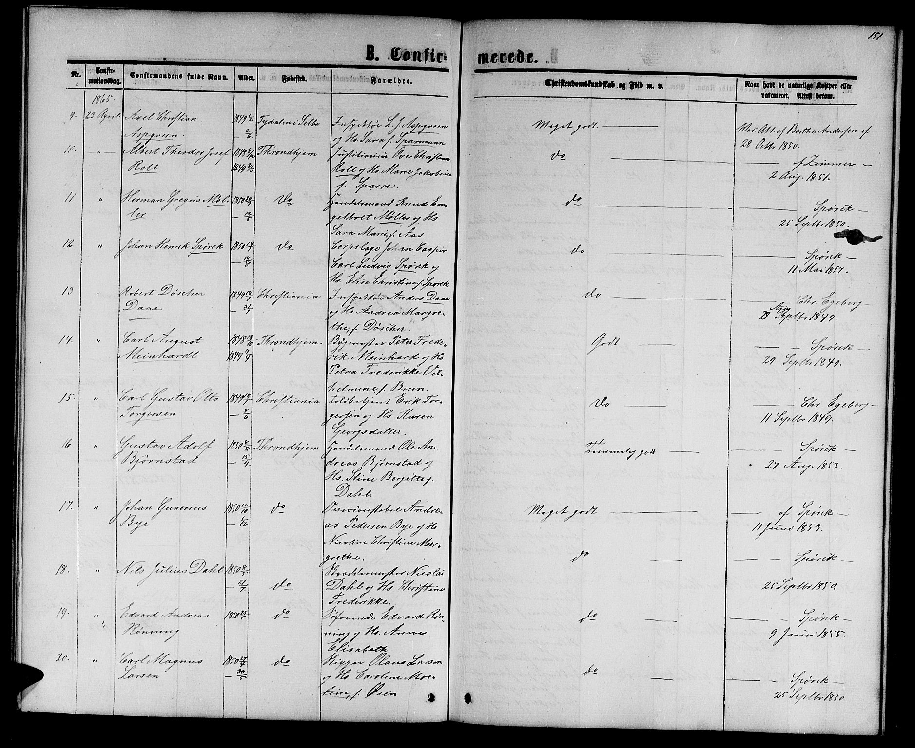 Ministerialprotokoller, klokkerbøker og fødselsregistre - Sør-Trøndelag, SAT/A-1456/601/L0087: Parish register (copy) no. 601C05, 1864-1881, p. 151