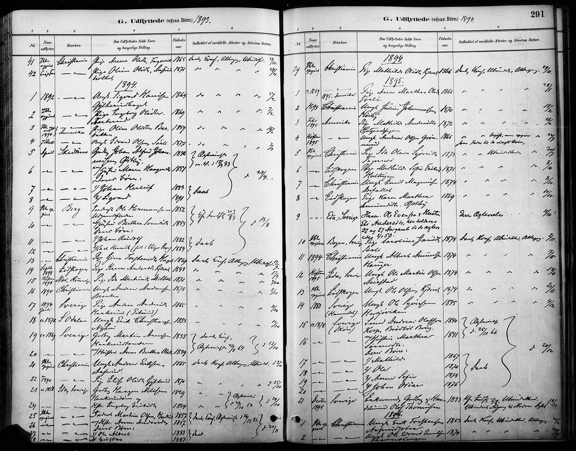Vinger prestekontor, SAH/PREST-024/H/Ha/Haa/L0015: Parish register (official) no. 15, 1881-1900, p. 291