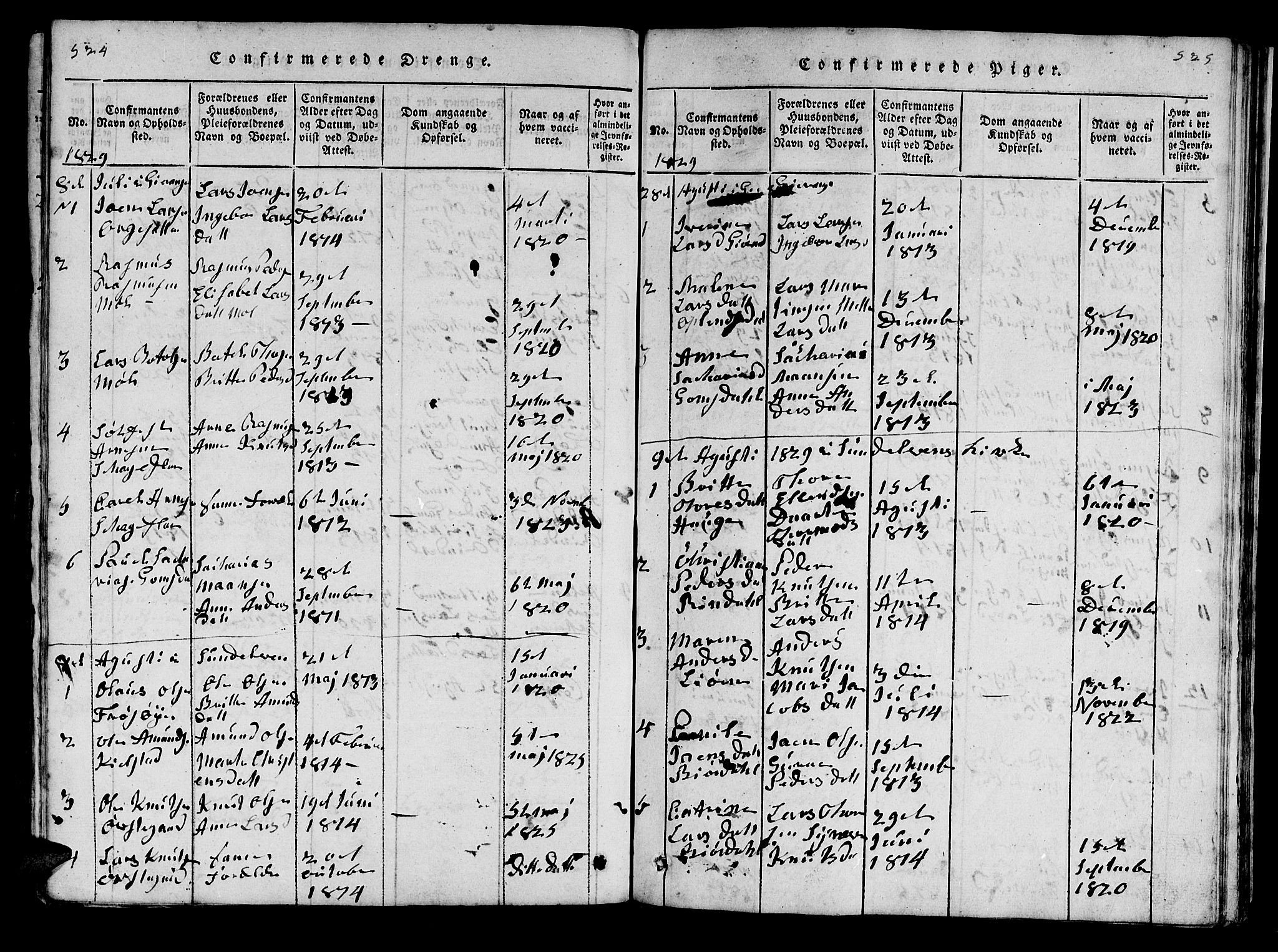 Ministerialprotokoller, klokkerbøker og fødselsregistre - Møre og Romsdal, SAT/A-1454/519/L0246: Parish register (official) no. 519A05, 1817-1834, p. 524-525