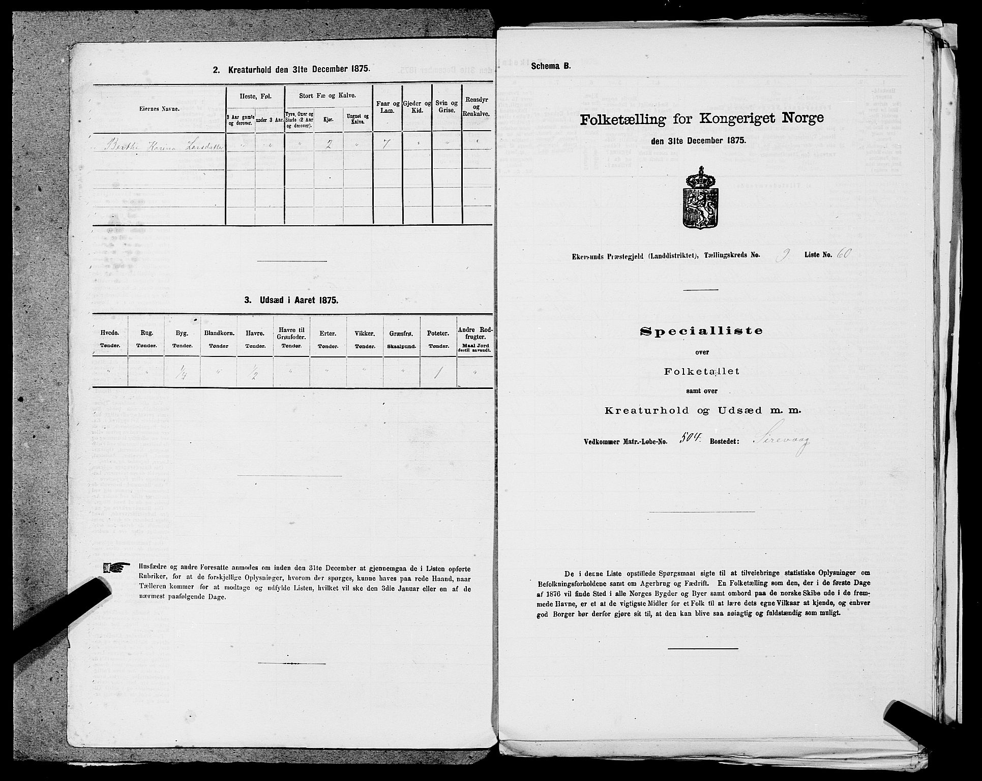 SAST, 1875 census for 1116L Eigersund/Eigersund og Ogna, 1875, p. 974