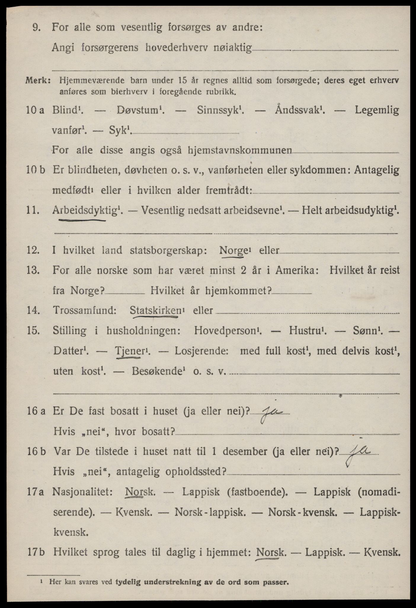SAT, 1920 census for Orkanger, 1920, p. 3806