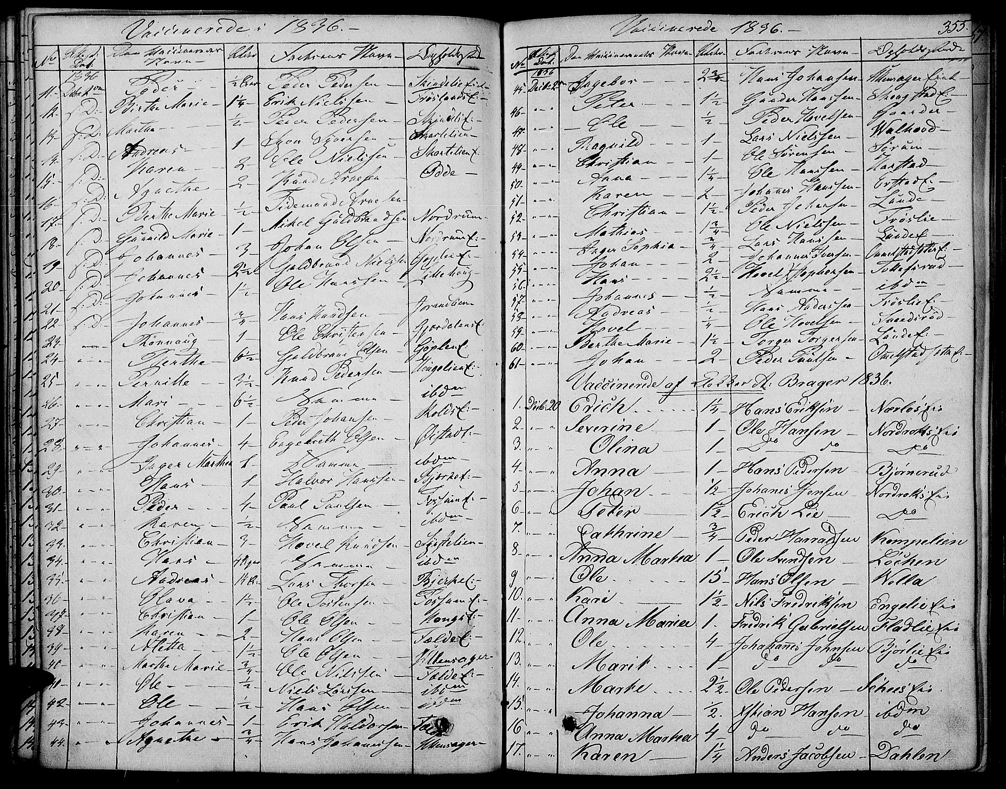 Land prestekontor, AV/SAH-PREST-120/H/Ha/Haa/L0008: Parish register (official) no. 8, 1830-1846, p. 355