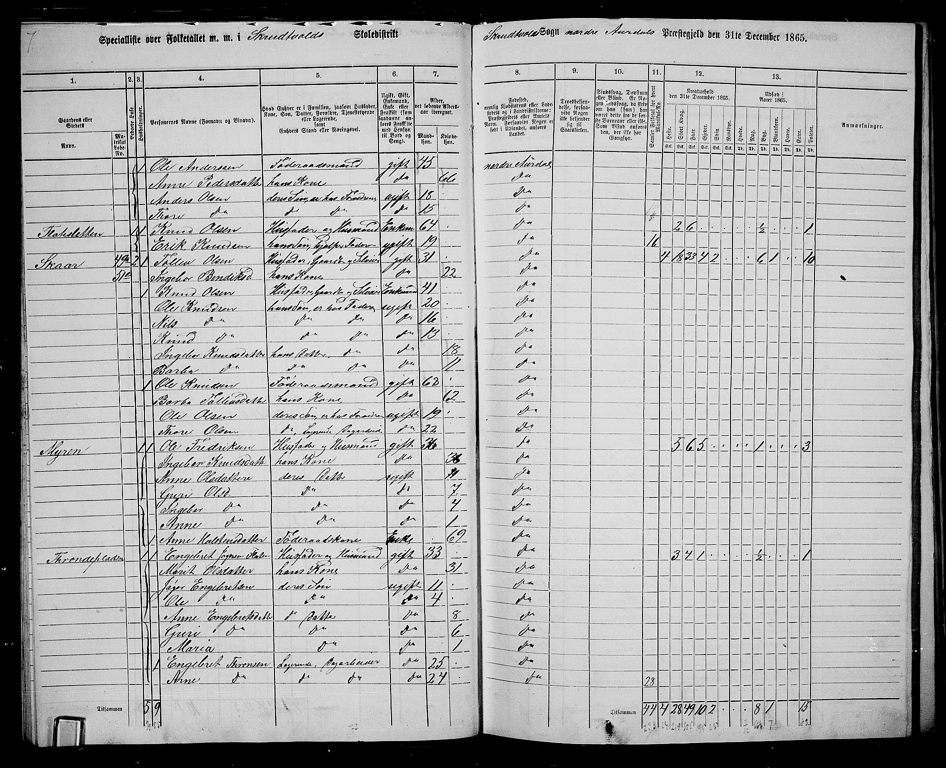 RA, 1865 census for Nord-Aurdal, 1865, p. 32