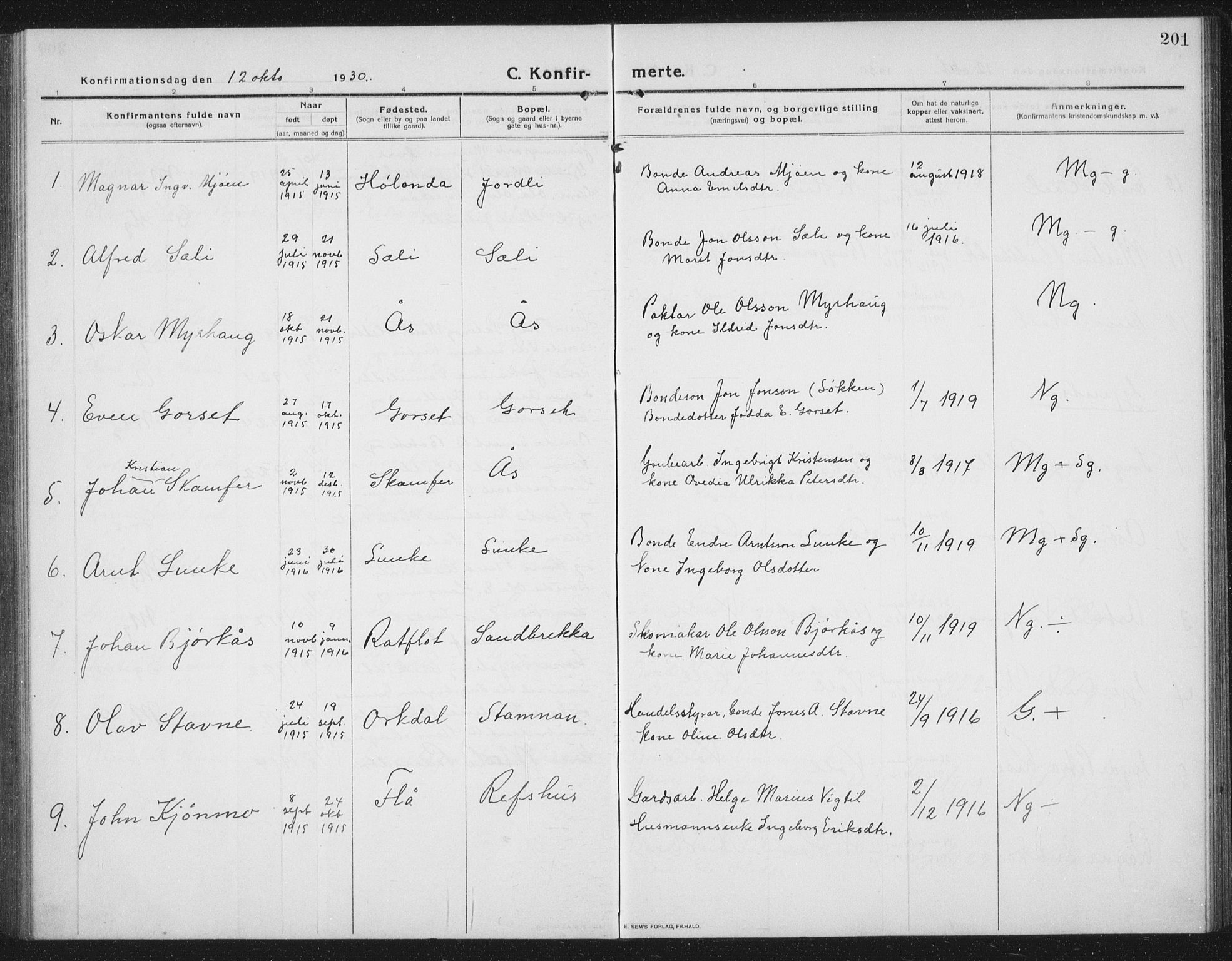 Ministerialprotokoller, klokkerbøker og fødselsregistre - Sør-Trøndelag, AV/SAT-A-1456/674/L0877: Parish register (copy) no. 674C04, 1913-1940, p. 201