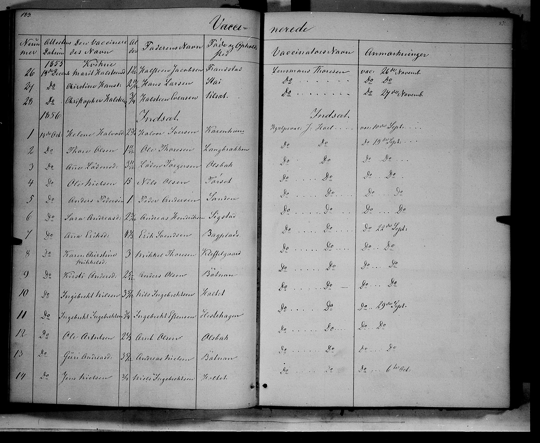 Kvikne prestekontor, SAH/PREST-064/H/Ha/Haa/L0005: Parish register (official) no. 5, 1841-1862, p. 183