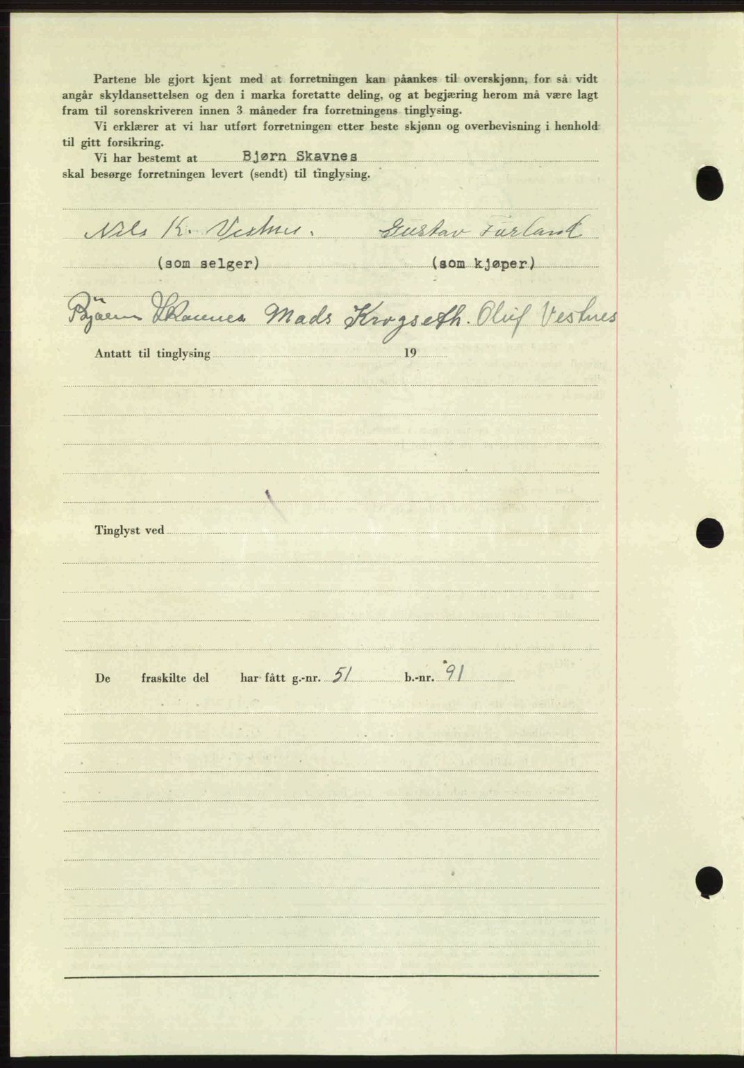 Romsdal sorenskriveri, AV/SAT-A-4149/1/2/2C: Mortgage book no. A22, 1947-1947, Diary no: : 73/1947