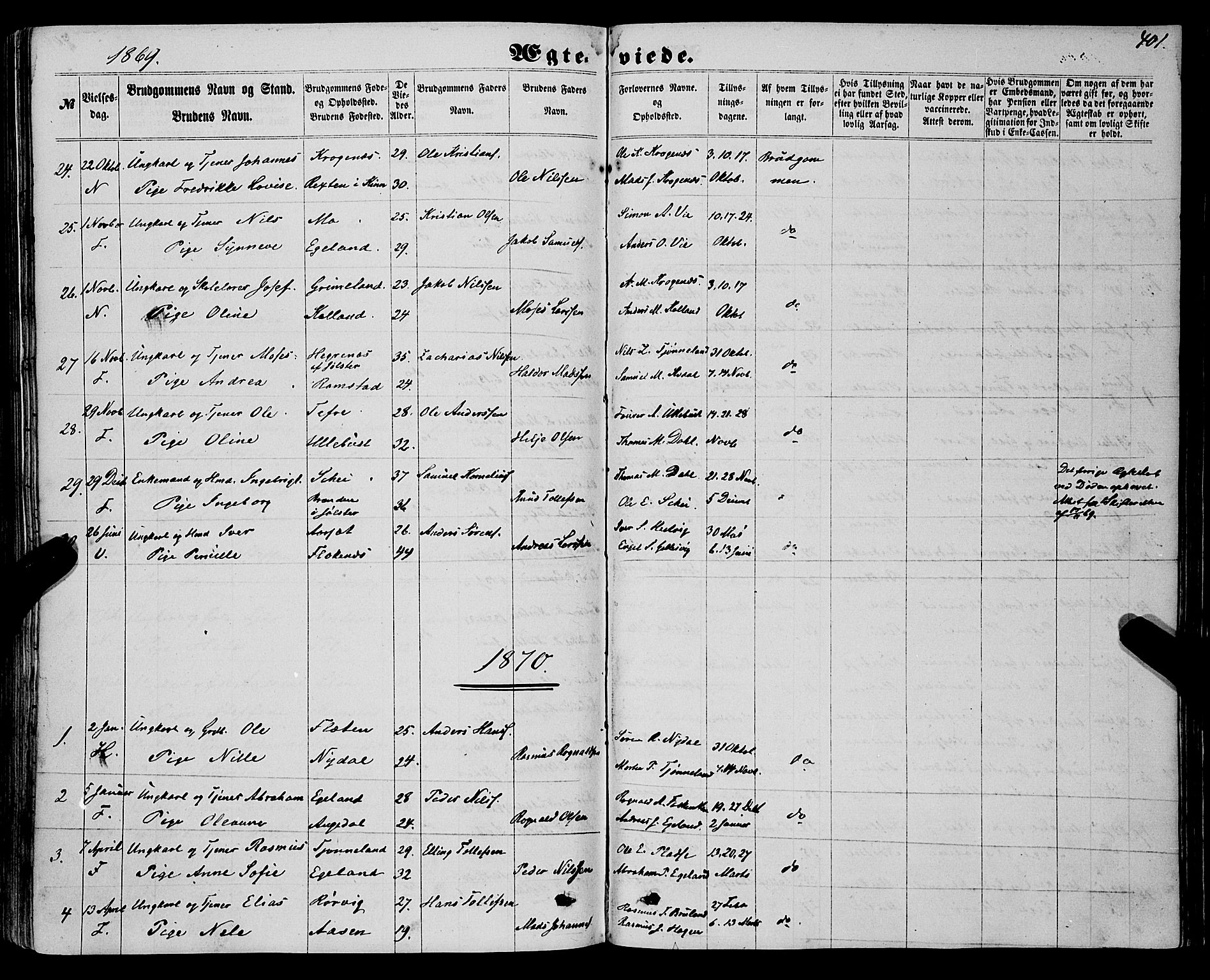 Førde sokneprestembete, SAB/A-79901/H/Haa/Haaa/L0009: Parish register (official) no. A 9, 1861-1877, p. 401