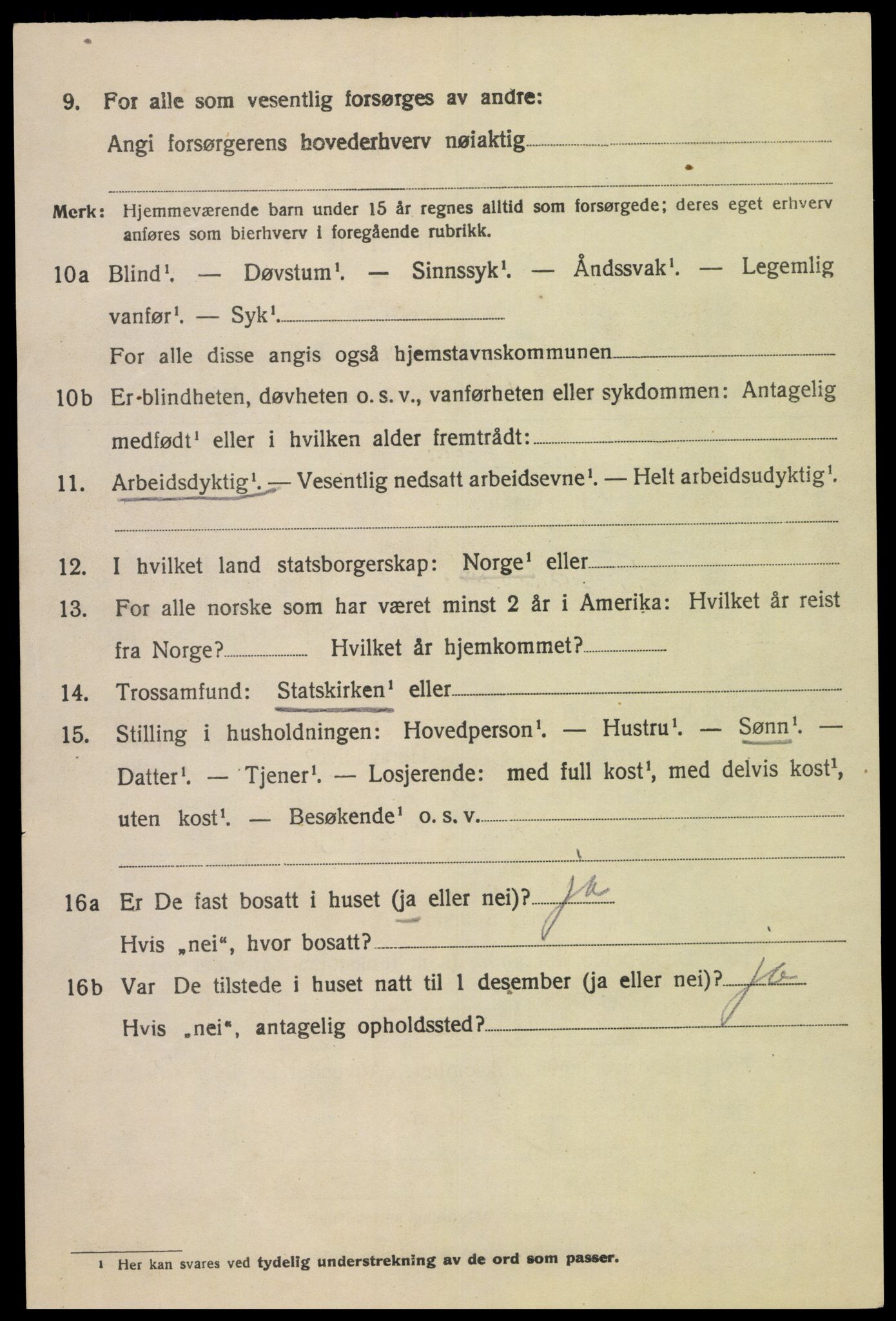 SAK, 1920 census for Fjotland, 1920, p. 427