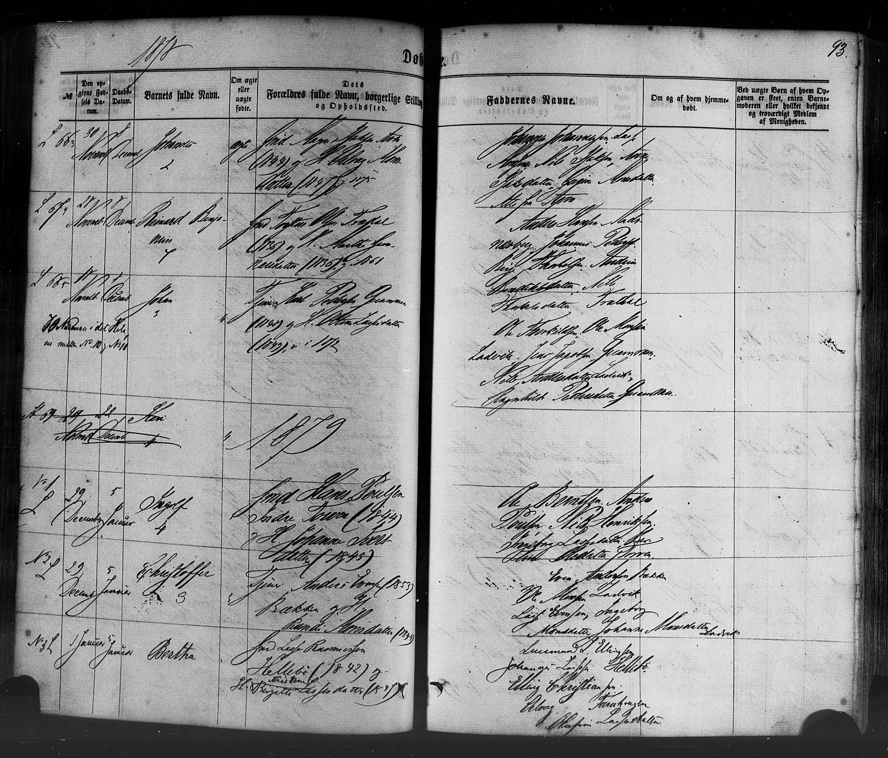 Lavik sokneprestembete, AV/SAB-A-80901: Parish register (official) no. A 4, 1864-1881, p. 93