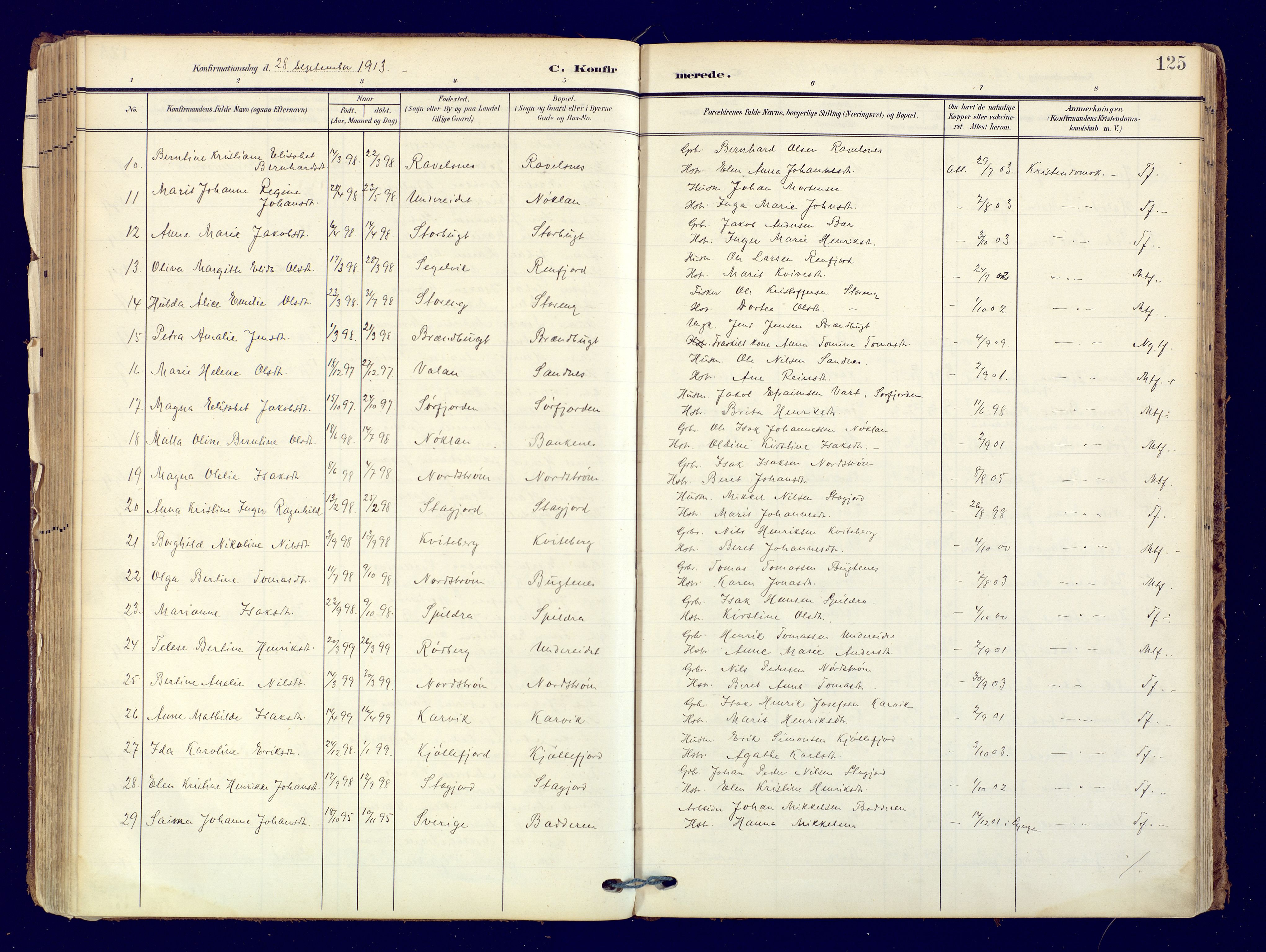 Skjervøy sokneprestkontor, AV/SATØ-S-1300/H/Ha/Haa: Parish register (official) no. 19, 1908-1936, p. 125