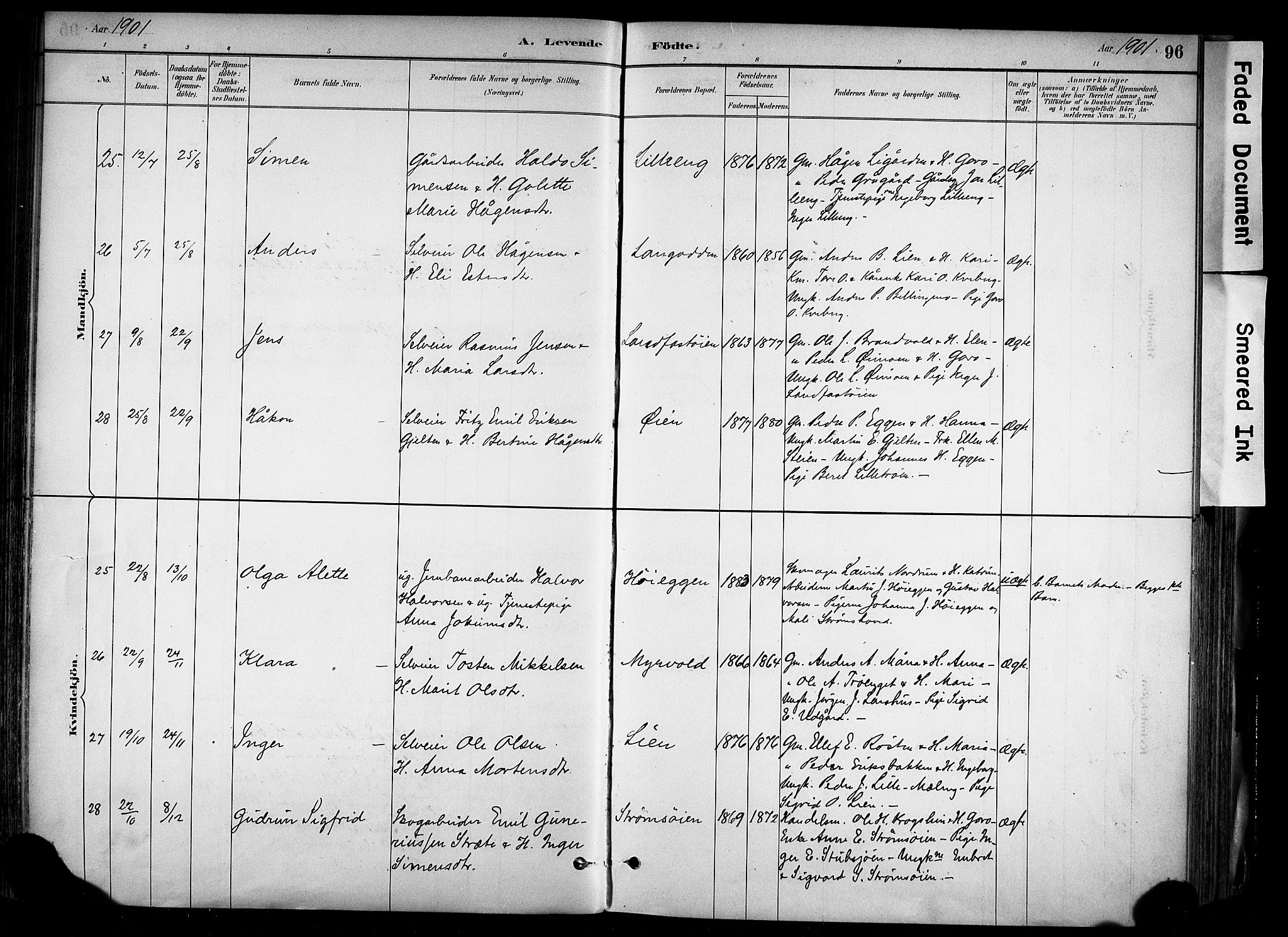 Alvdal prestekontor, AV/SAH-PREST-060/H/Ha/Haa/L0002: Parish register (official) no. 2, 1883-1906, p. 96