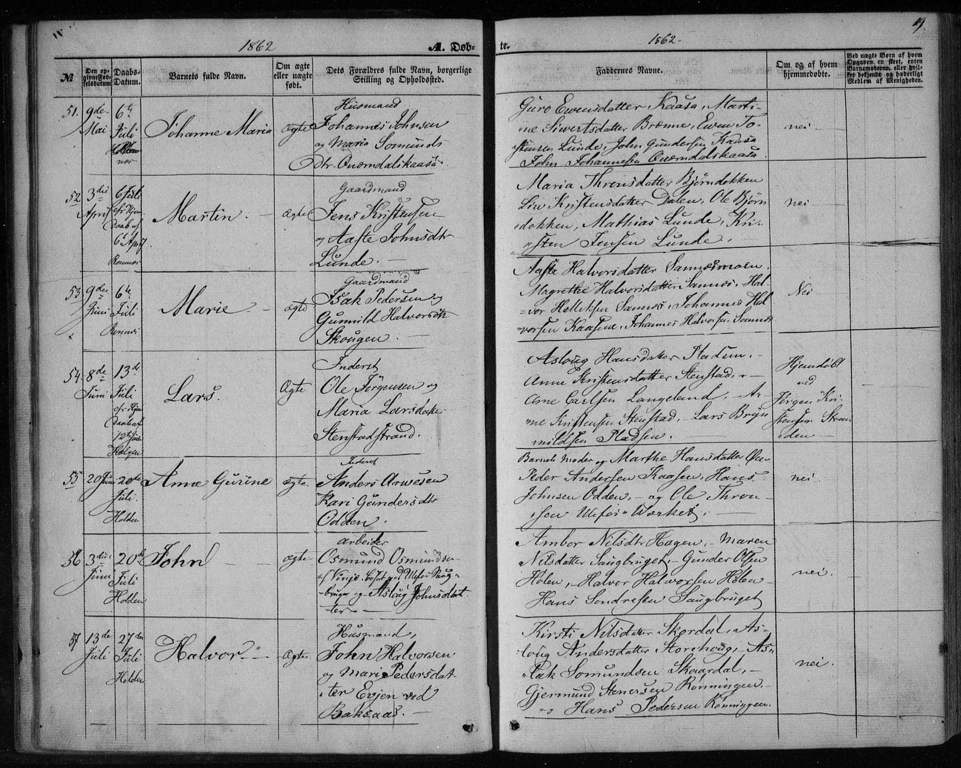 Holla kirkebøker, SAKO/A-272/F/Fa/L0006: Parish register (official) no. 6, 1861-1869, p. 19