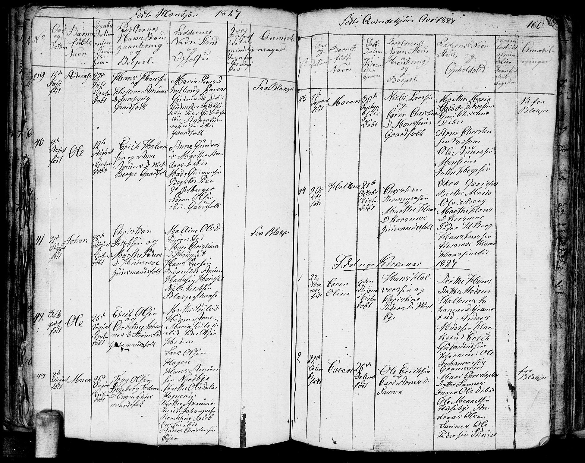 Aurskog prestekontor Kirkebøker, SAO/A-10304a/G/Ga/L0001: Parish register (copy) no. I 1, 1814-1829, p. 160