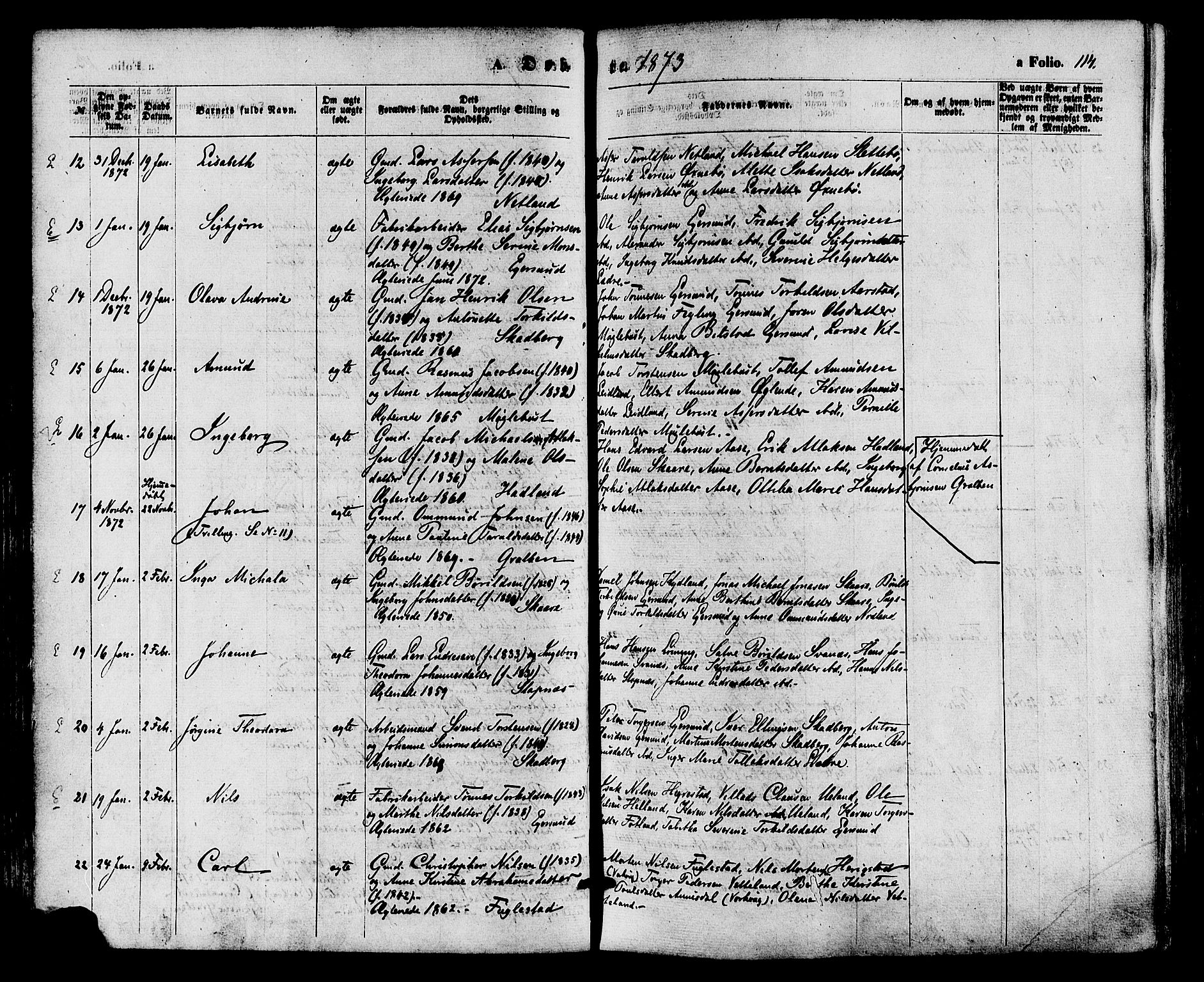 Eigersund sokneprestkontor, SAST/A-101807/S08/L0014: Parish register (official) no. A 13, 1866-1878, p. 114