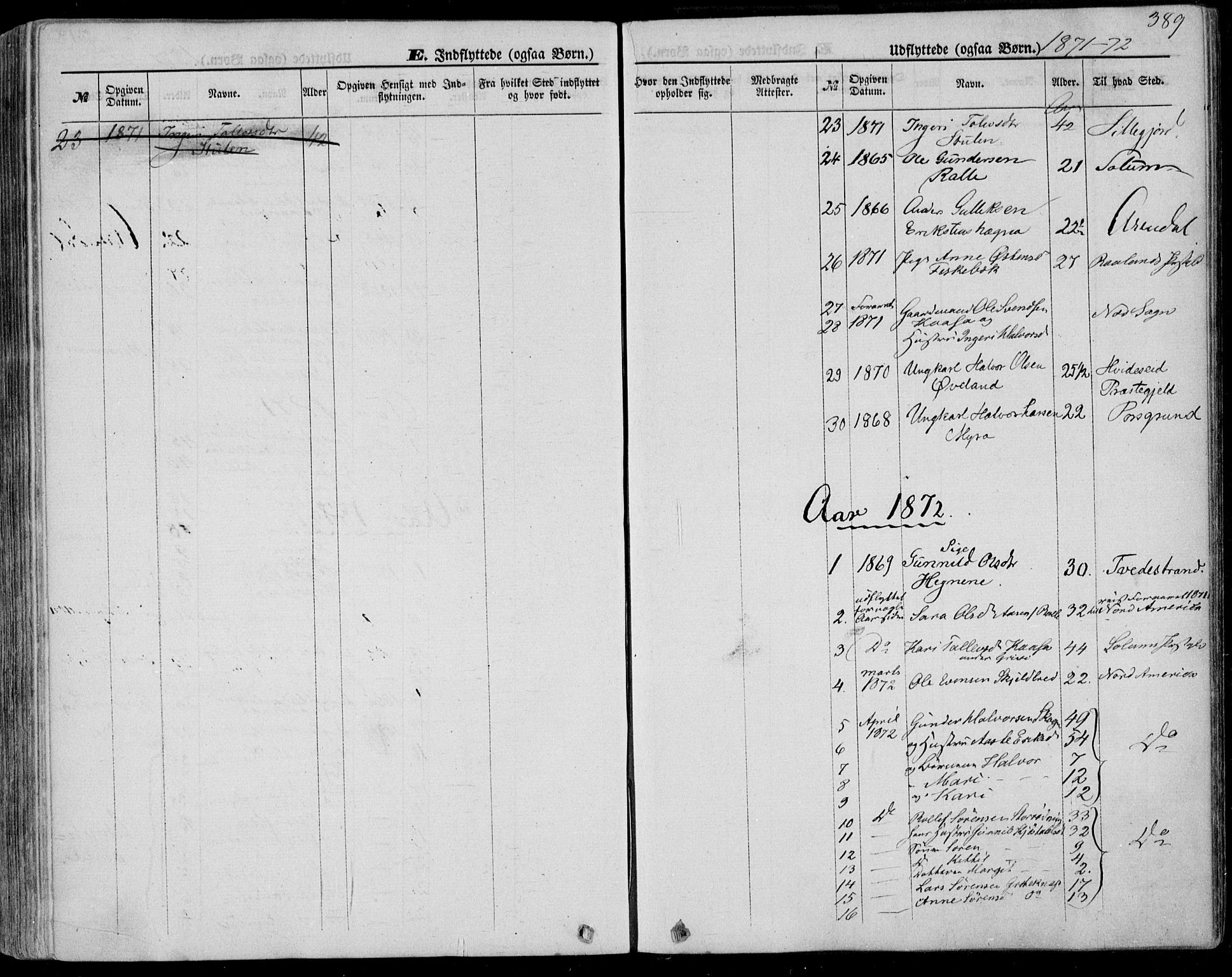 Bø kirkebøker, AV/SAKO-A-257/F/Fa/L0009: Parish register (official) no. 9, 1862-1879, p. 389