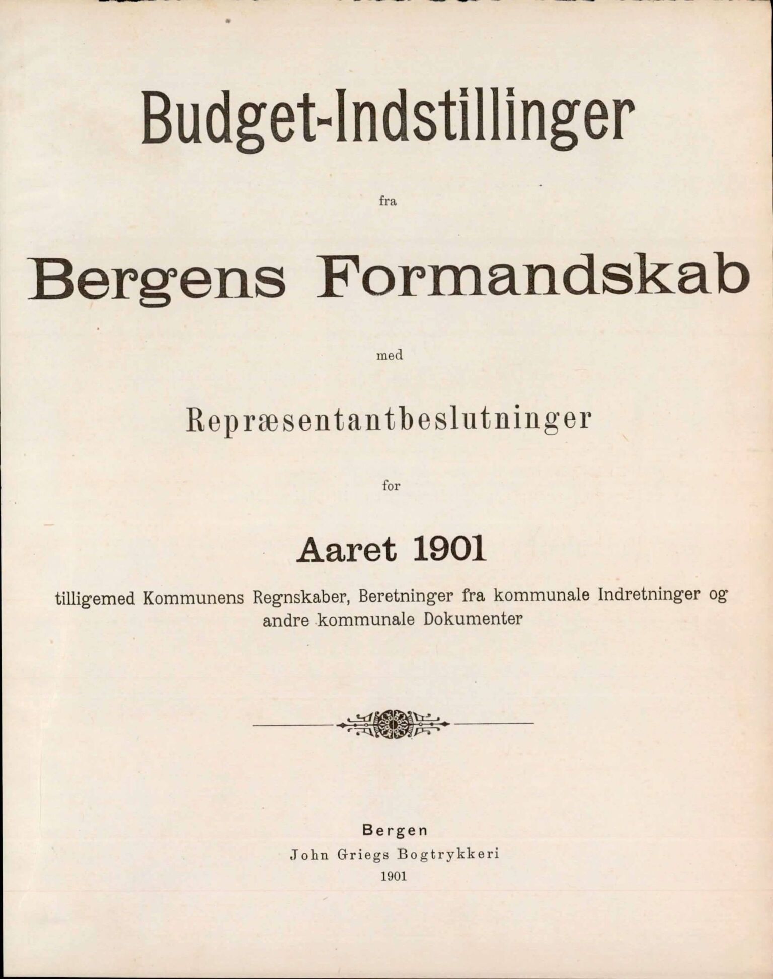 Bergen kommune. Formannskapet, BBA/A-0003/Ad/L0064: Bergens Kommuneforhandlinger, bind II, 1901