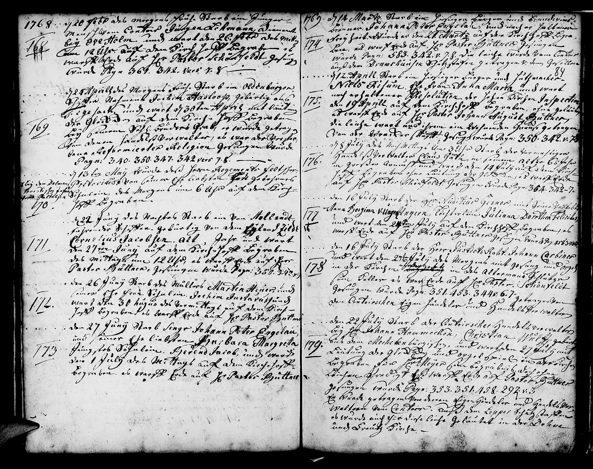 Mariakirken Sokneprestembete, SAB/A-76901/H/Haa/L0001: Parish register (official) no. A 1, 1740-1784, p. 84