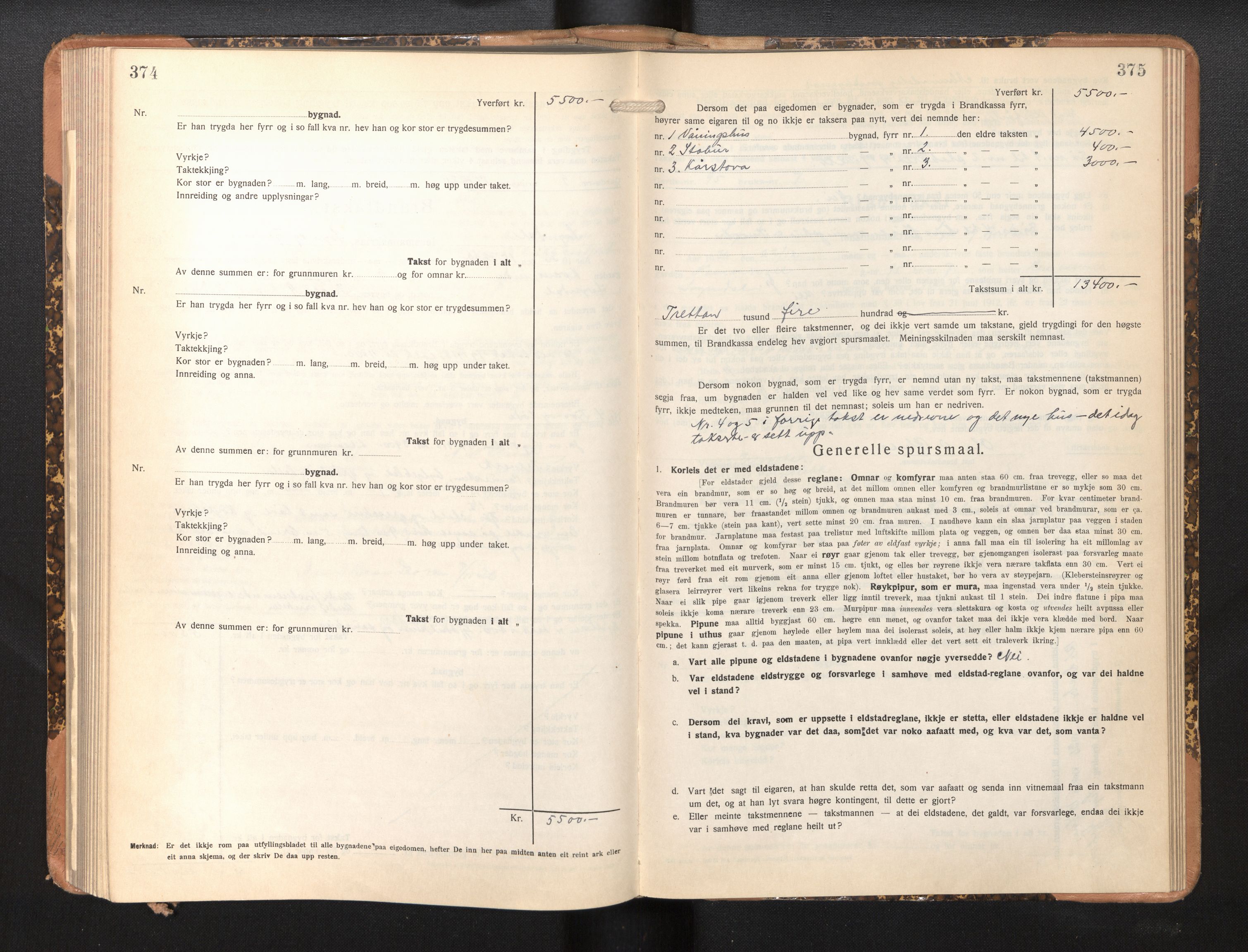 Lensmannen i Sogndal, AV/SAB-A-29901/0012/L0013: Branntakstprotokoll, skjematakst, 1931-1938, p. 374-375