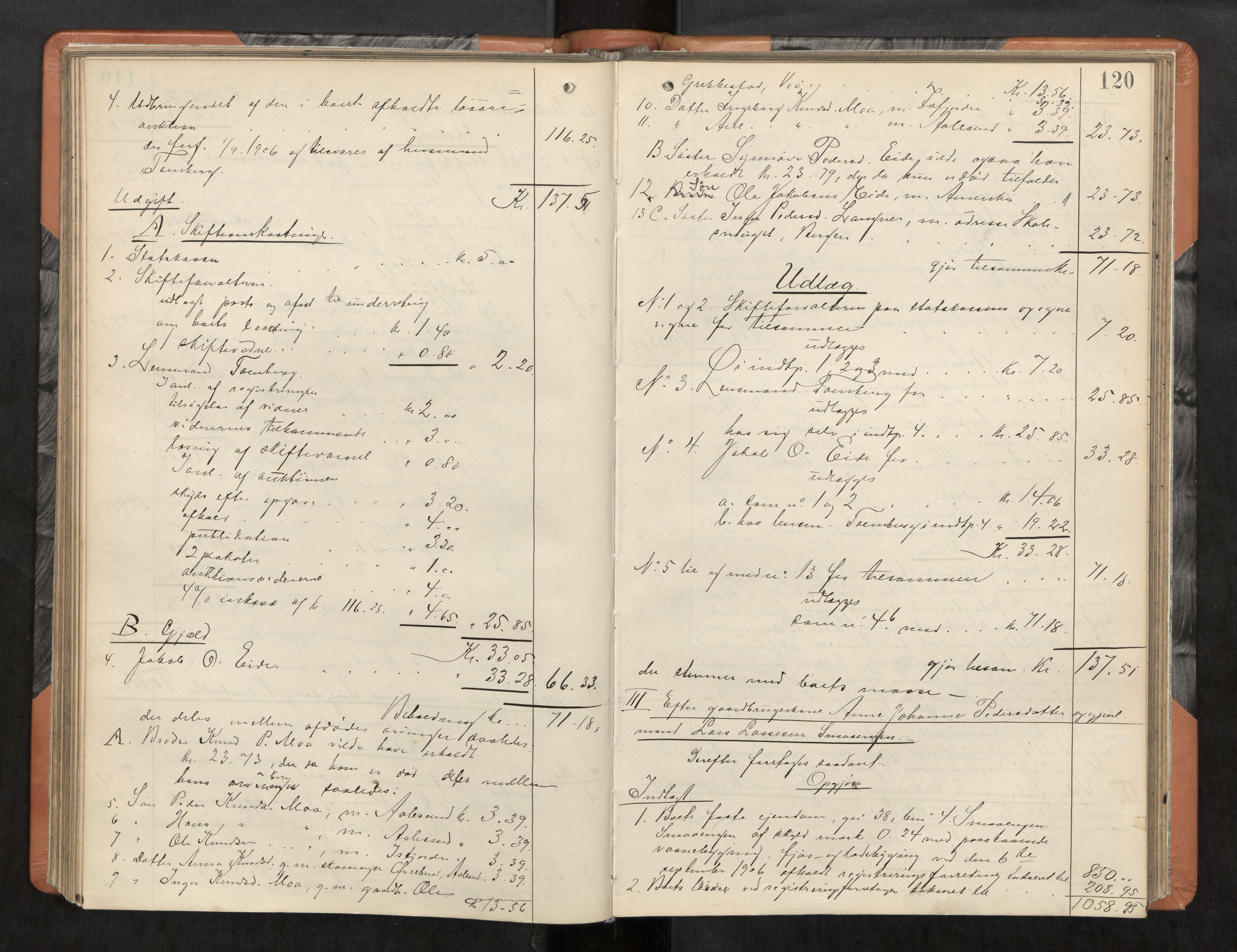 Romsdal sorenskriveri, AV/SAT-A-4149/1/3/3A/L0020: Skifteutlodnings Protokoll 6, 1905-1910, p. 120