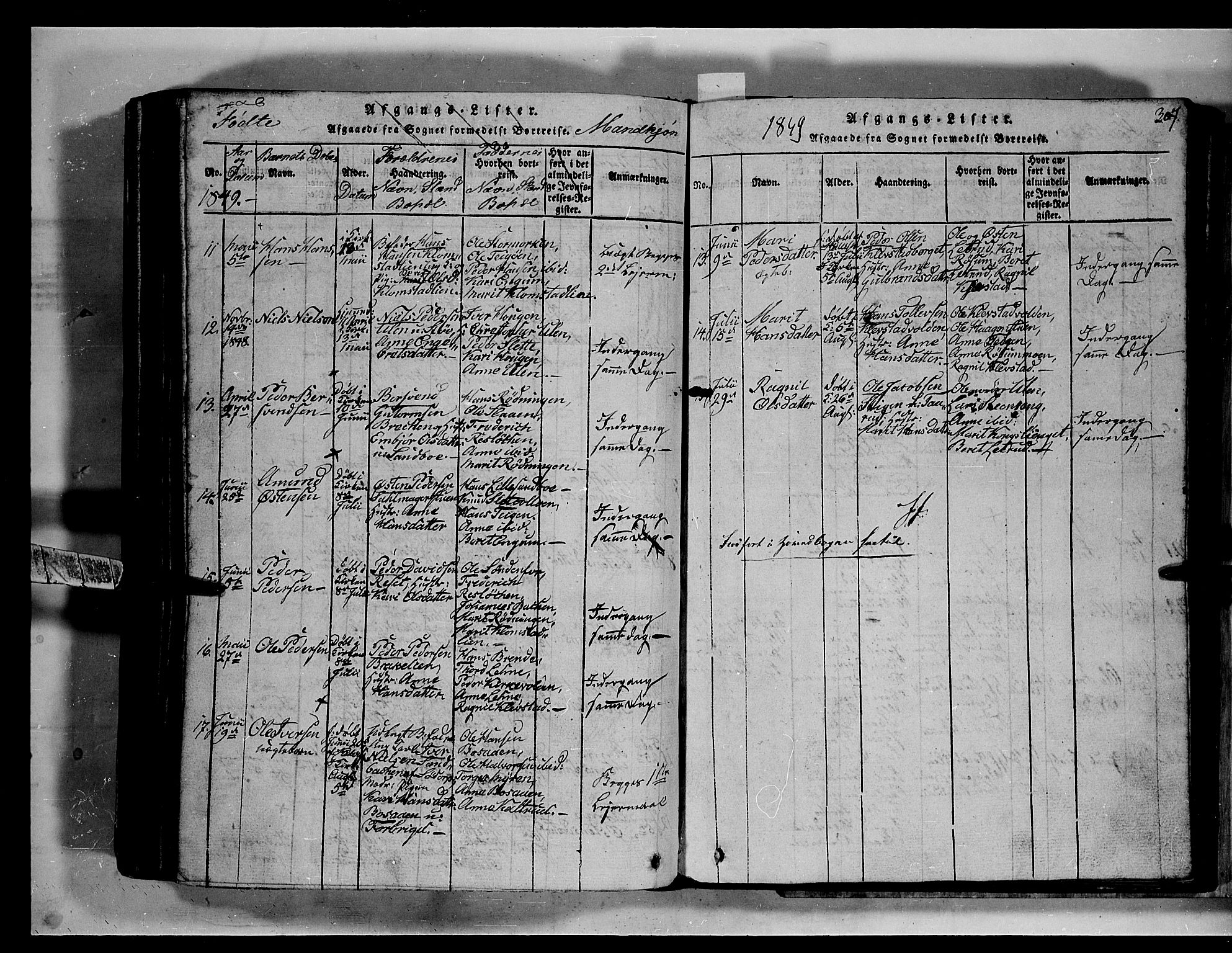 Fron prestekontor, SAH/PREST-078/H/Ha/Hab/L0002: Parish register (copy) no. 2, 1816-1850, p. 307