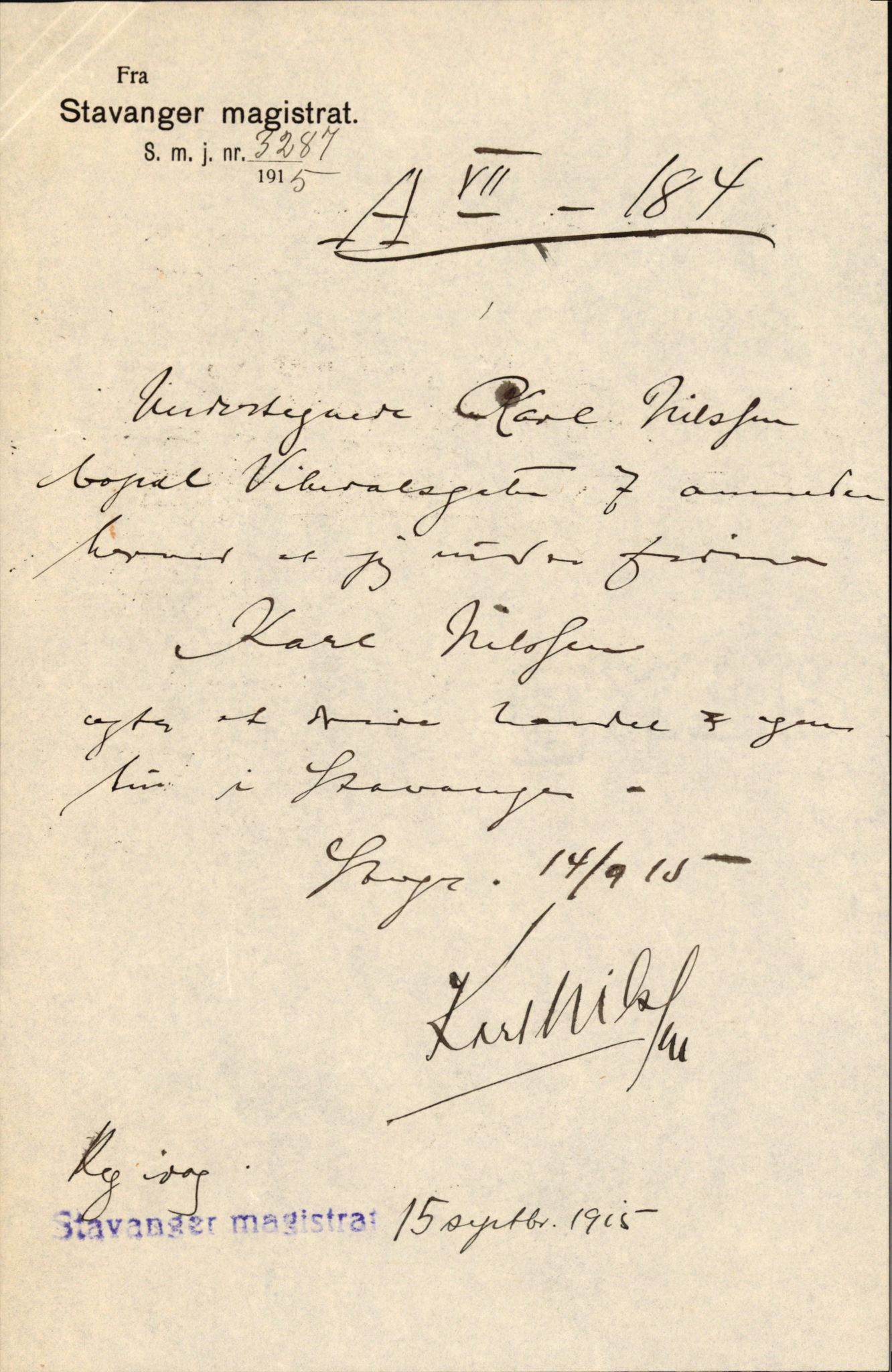 Stavanger byfogd, AV/SAST-A-101408/002/J/Jd/Jde/L0001: Registreringsmeldinger og bilag. Enkeltmannsforetak, 1-350, 1891-1967, p. 384