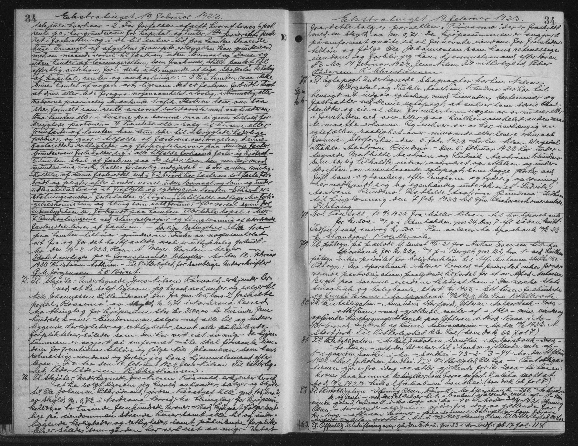 Rana sorenskriveri , AV/SAT-A-1108/1/2/2C/L0018: Mortgage book no. 18, 1923-1928, p. 34, Deed date: 19.02.1923