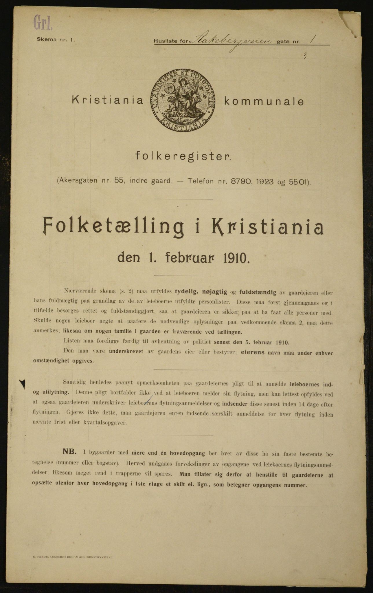 OBA, Municipal Census 1910 for Kristiania, 1910, p. 123545