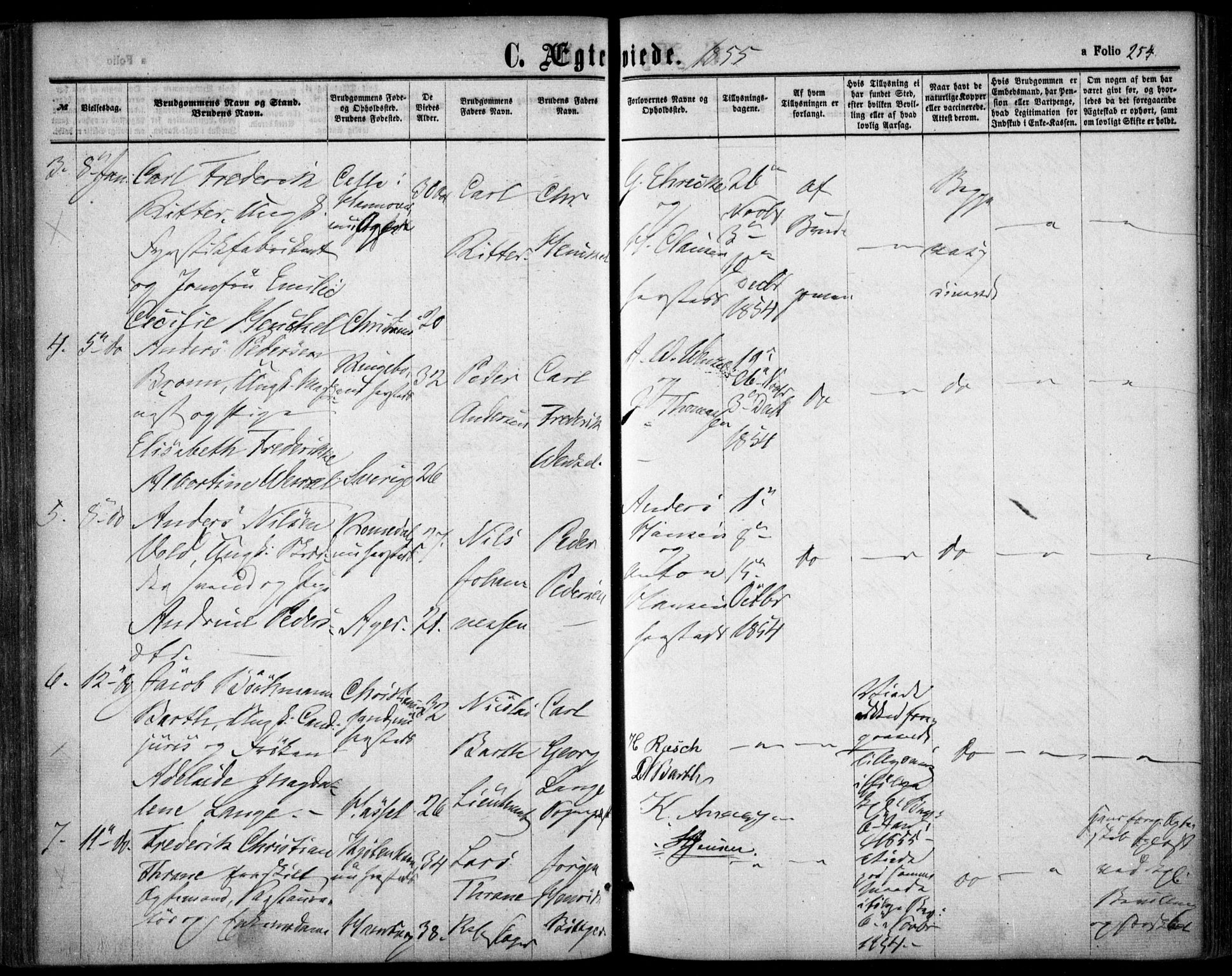 Oslo domkirke Kirkebøker, AV/SAO-A-10752/F/Fa/L0020: Parish register (official) no. 20, 1848-1865, p. 254