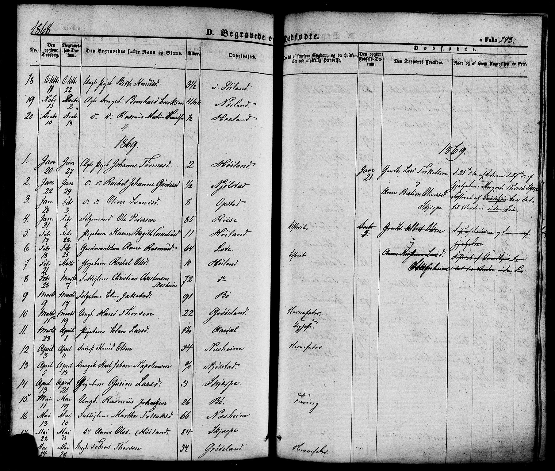 Hå sokneprestkontor, AV/SAST-A-101801/001/30BA/L0008: Parish register (official) no. A 7, 1853-1878, p. 293