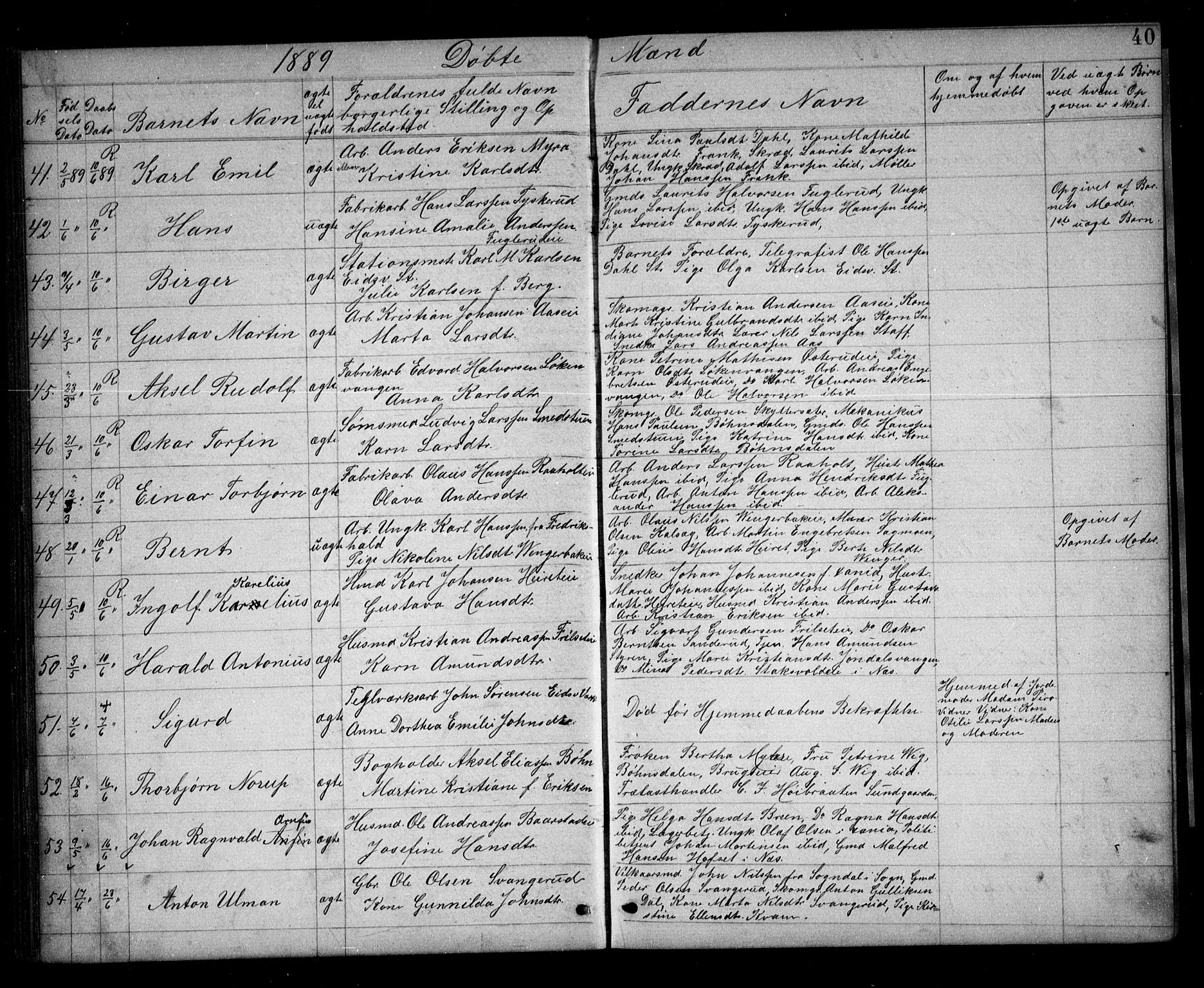 Eidsvoll prestekontor Kirkebøker, AV/SAO-A-10888/G/Ga/L0005: Parish register (copy) no. I 5, 1884-1894, p. 40