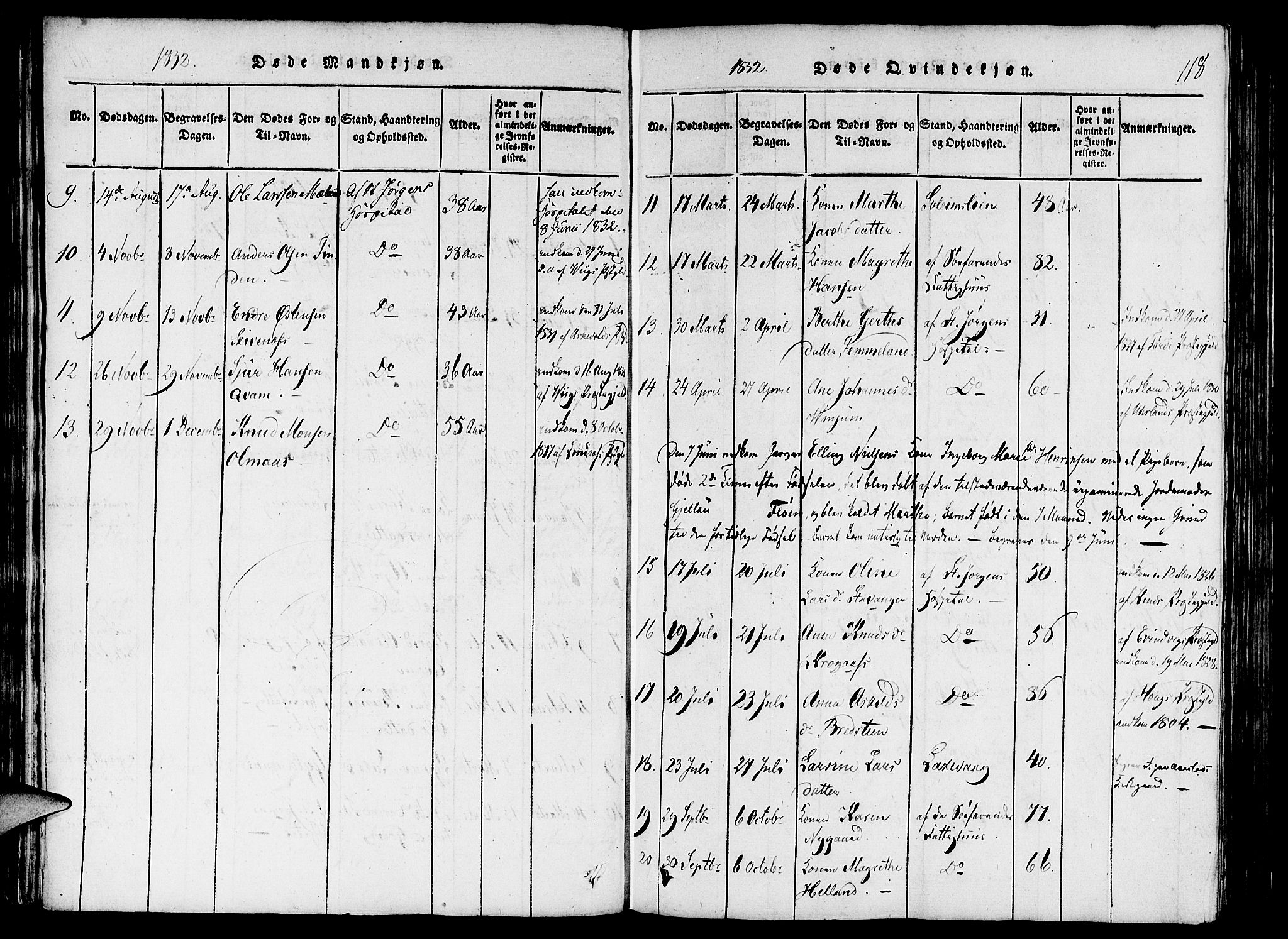 St. Jørgens hospital og Årstad sokneprestembete, AV/SAB-A-99934: Parish register (official) no. A 3, 1815-1843, p. 118