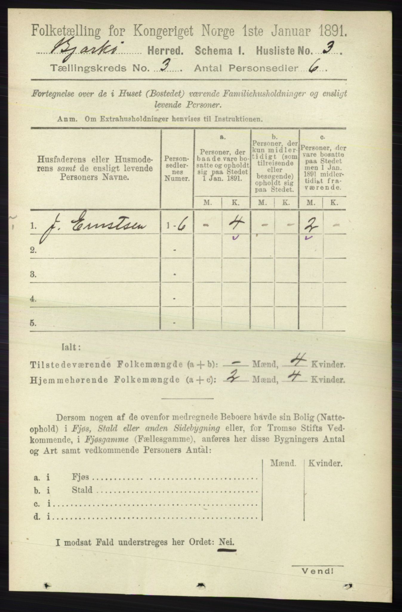 RA, 1891 census for 1915 Bjarkøy, 1891, p. 1483