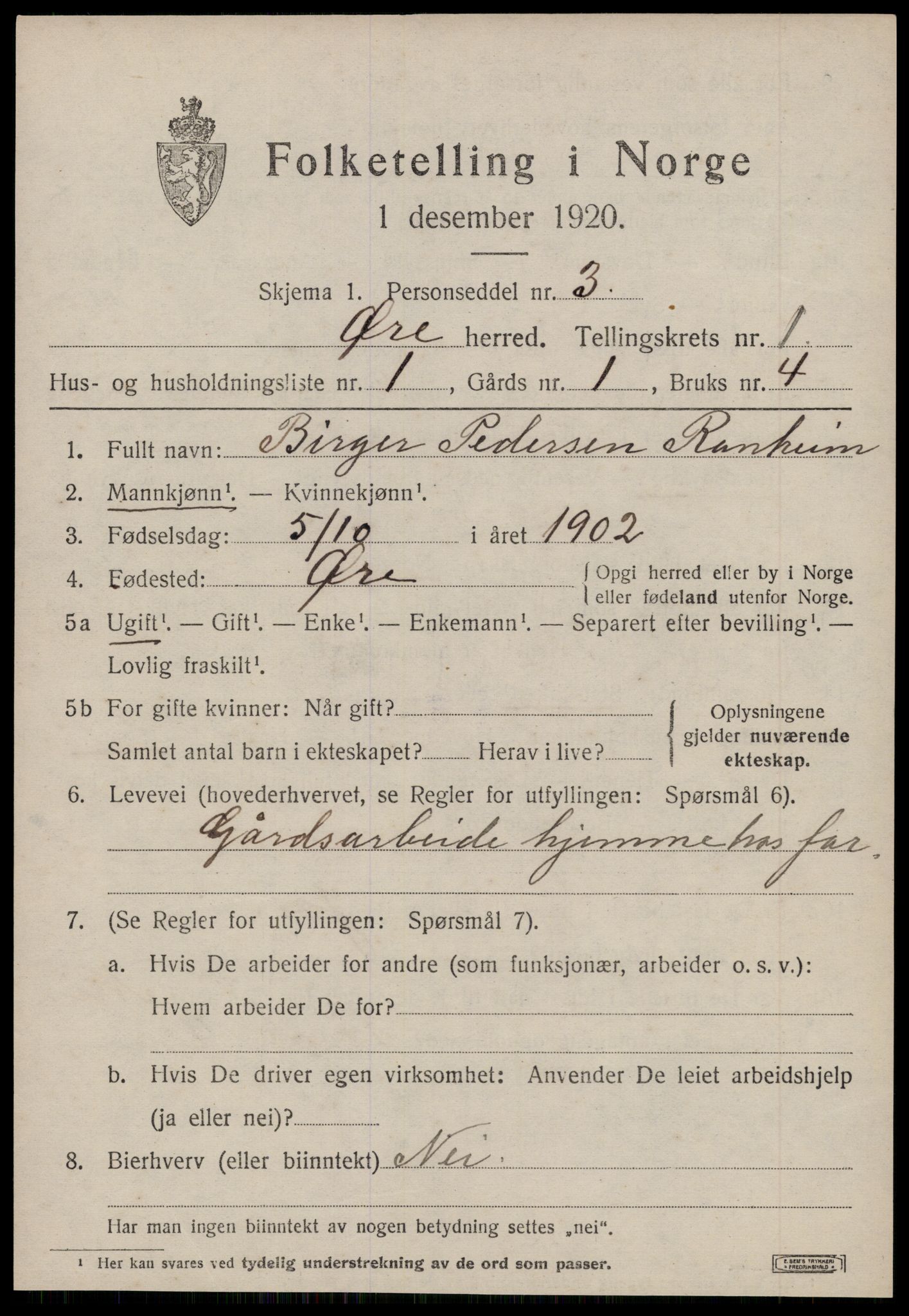 SAT, 1920 census for Øre, 1920, p. 699