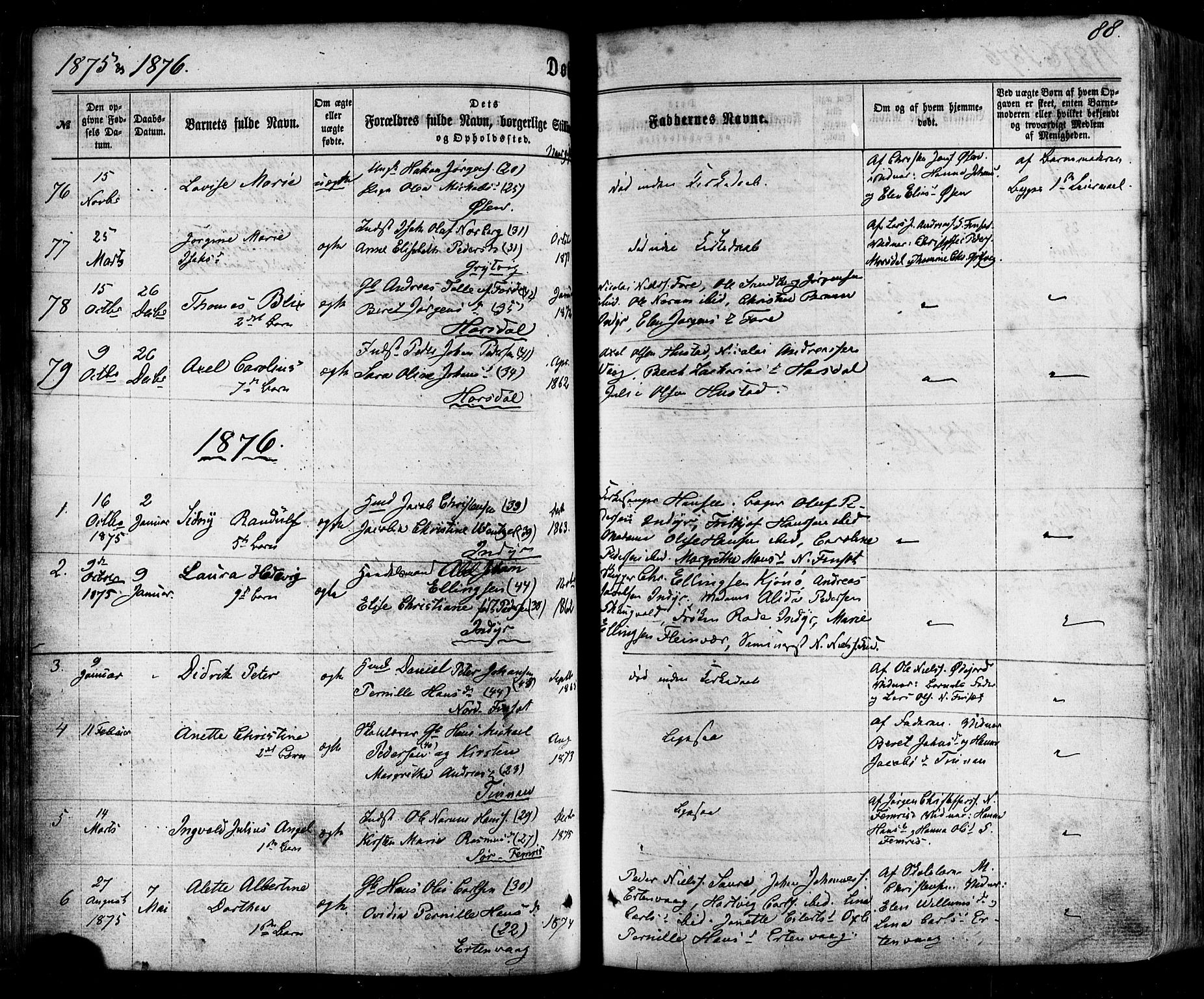 Ministerialprotokoller, klokkerbøker og fødselsregistre - Nordland, SAT/A-1459/805/L0098: Parish register (official) no. 805A05, 1862-1879, p. 88