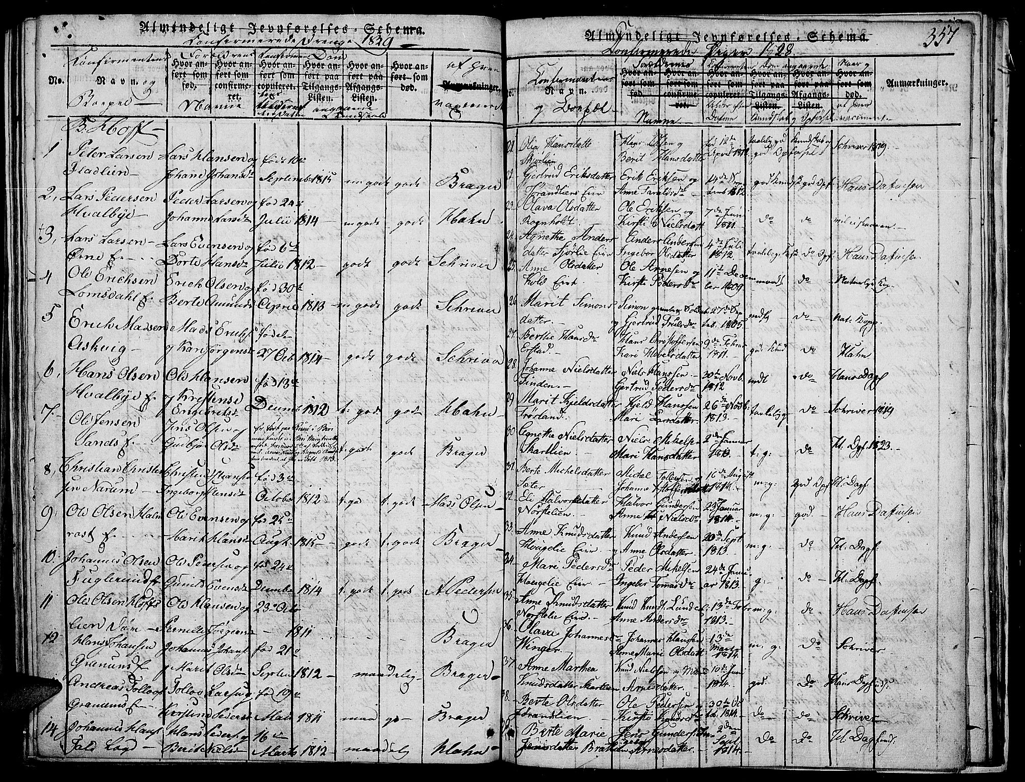 Land prestekontor, SAH/PREST-120/H/Ha/Haa/L0007: Parish register (official) no. 7, 1814-1830, p. 357