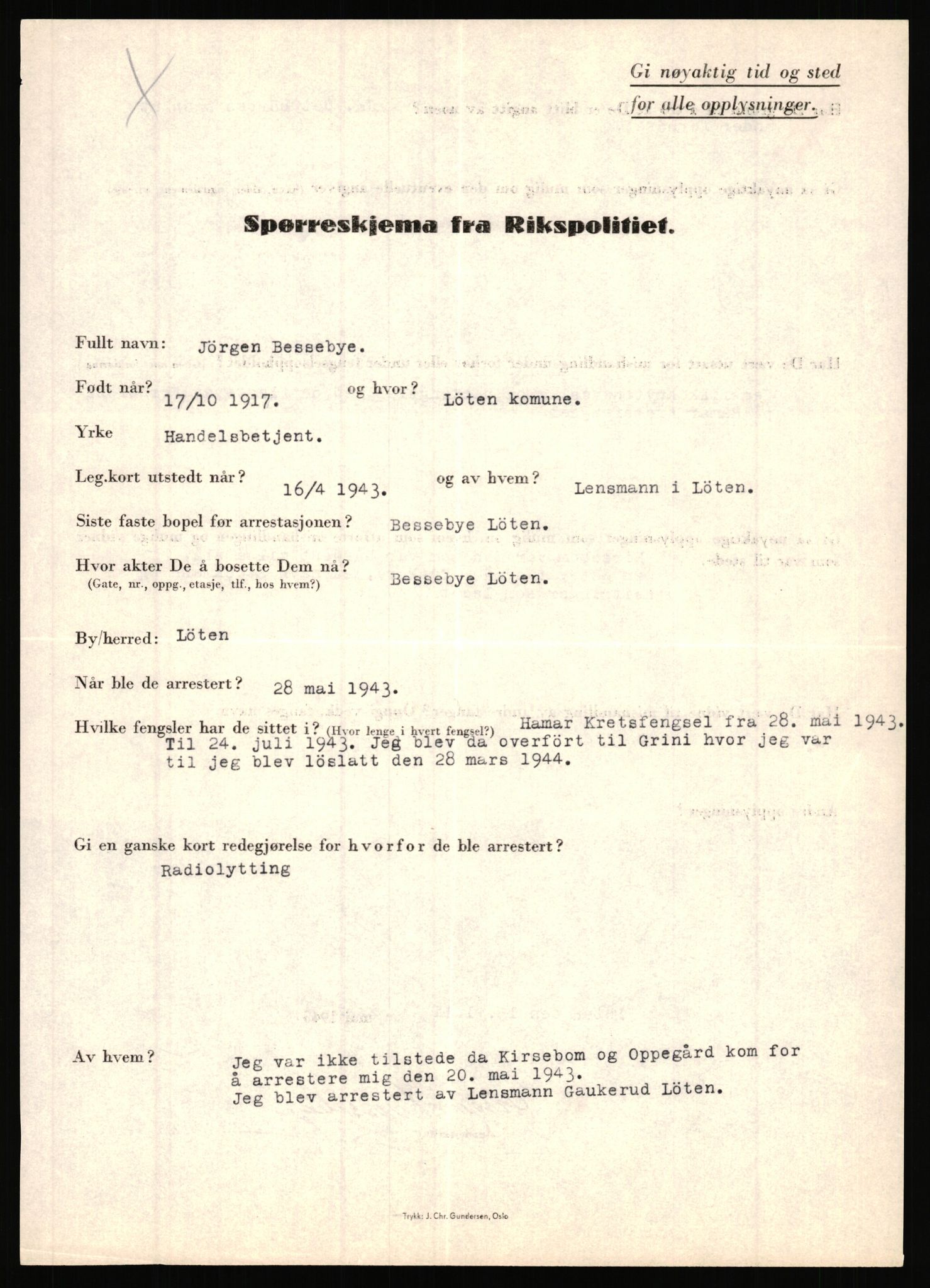 Rikspolitisjefen, AV/RA-S-1560/L/L0002: Berg, Alf - Bråthen, Thorleif, 1940-1945, p. 374