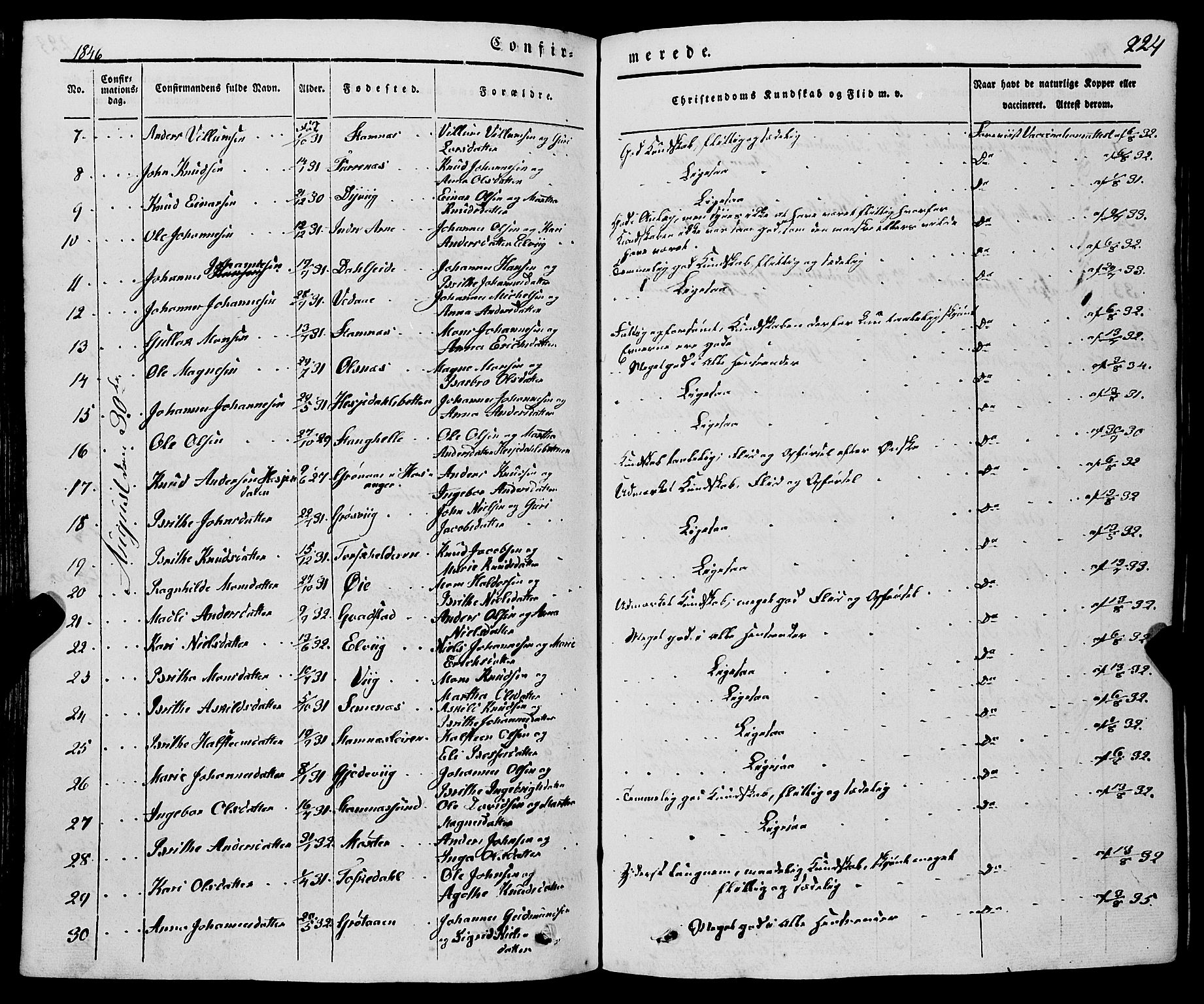 Haus sokneprestembete, AV/SAB-A-75601/H/Haa: Parish register (official) no. A 15, 1838-1847, p. 224